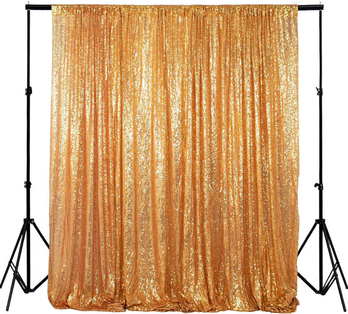 ShinyBeauty Sequin Curtain-Backdrop-5FTx10FT-Gold-Sequin Fabric Photo Booth Backdrop Glitter Backdrop Gold Photography Backdrop