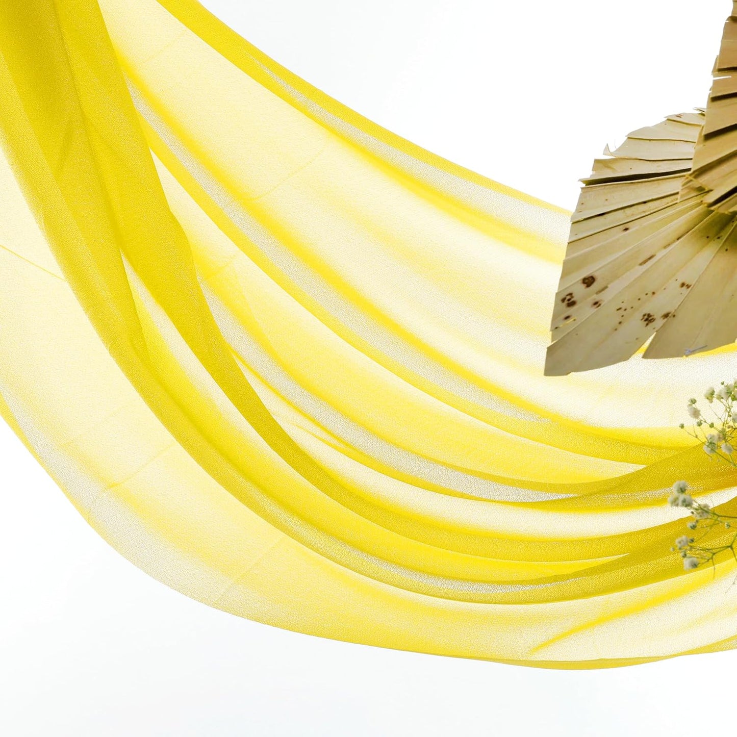 VDS Pack of 1 Panel (30 Inch X 50 Feet) Wedding Arch Draping Fabric Sheer Chiffon Fabric Drapery for Wedding Ceremony Reception Swag Backdrop Canopy Chuppah ARBO Altars Decoration (Yellow)