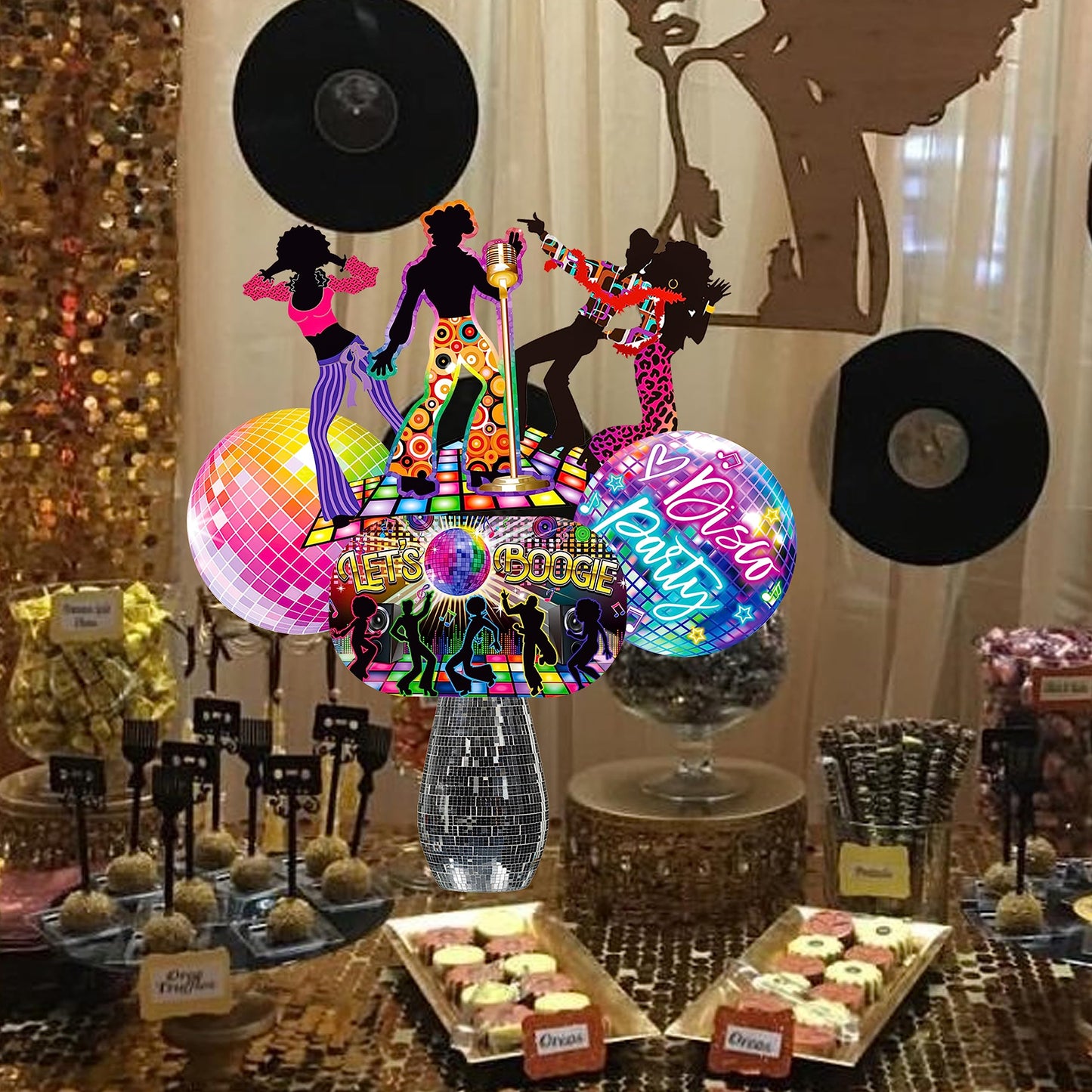 26pcs 1970s Disco Fever Party Centerpiece Sticks 70s Disco Party Decorations Retro Table Topper 80s