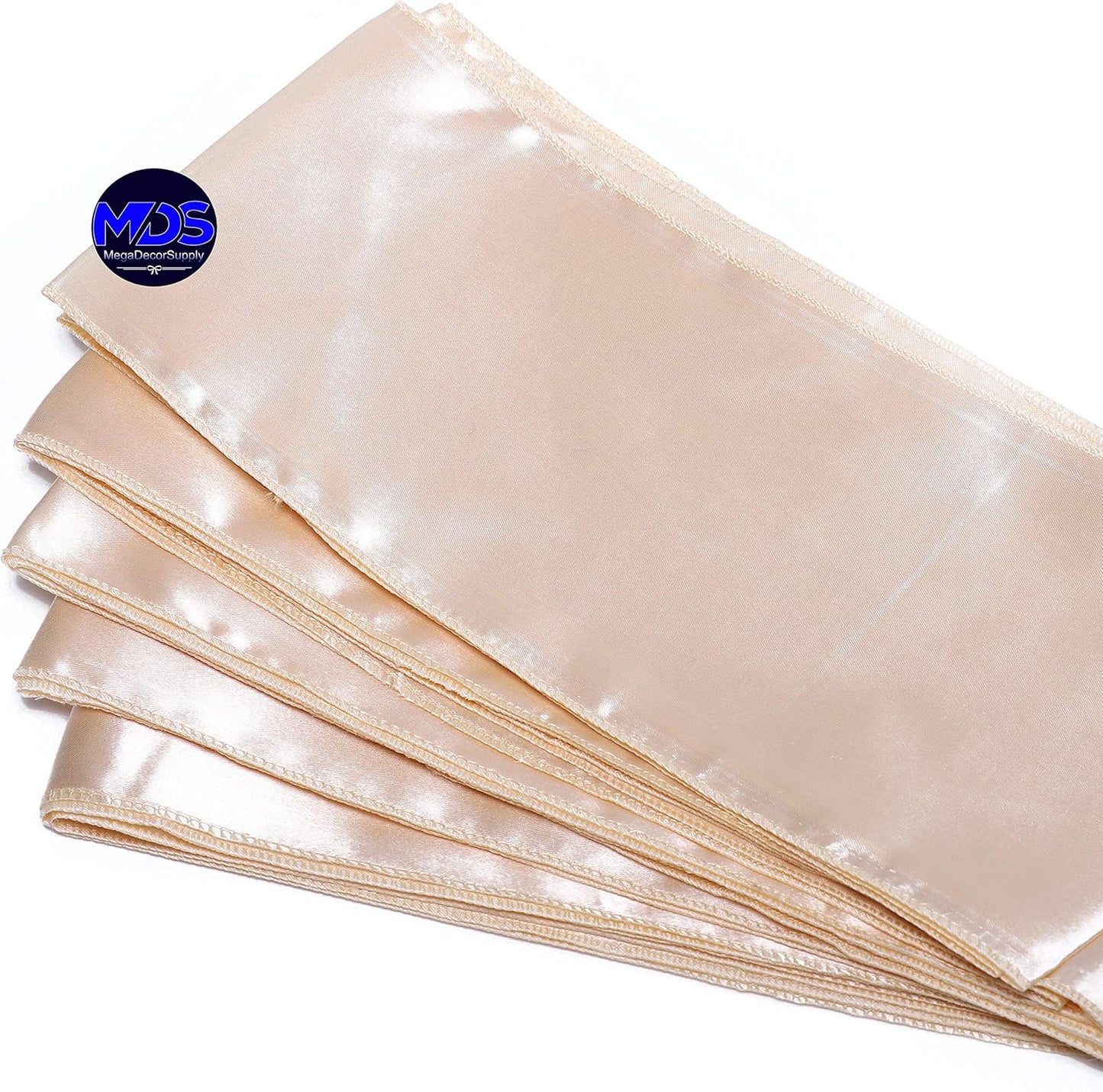 MDS Pack of 300 PCS Satin Chair Sashes Charmeuse Sateen Dining Chair Bows Ribbon Ties Back Sash for Wedding Party Birthday Home Hotel Restaurant Banquet Decoration (7 x 108 Inch, Cream)
