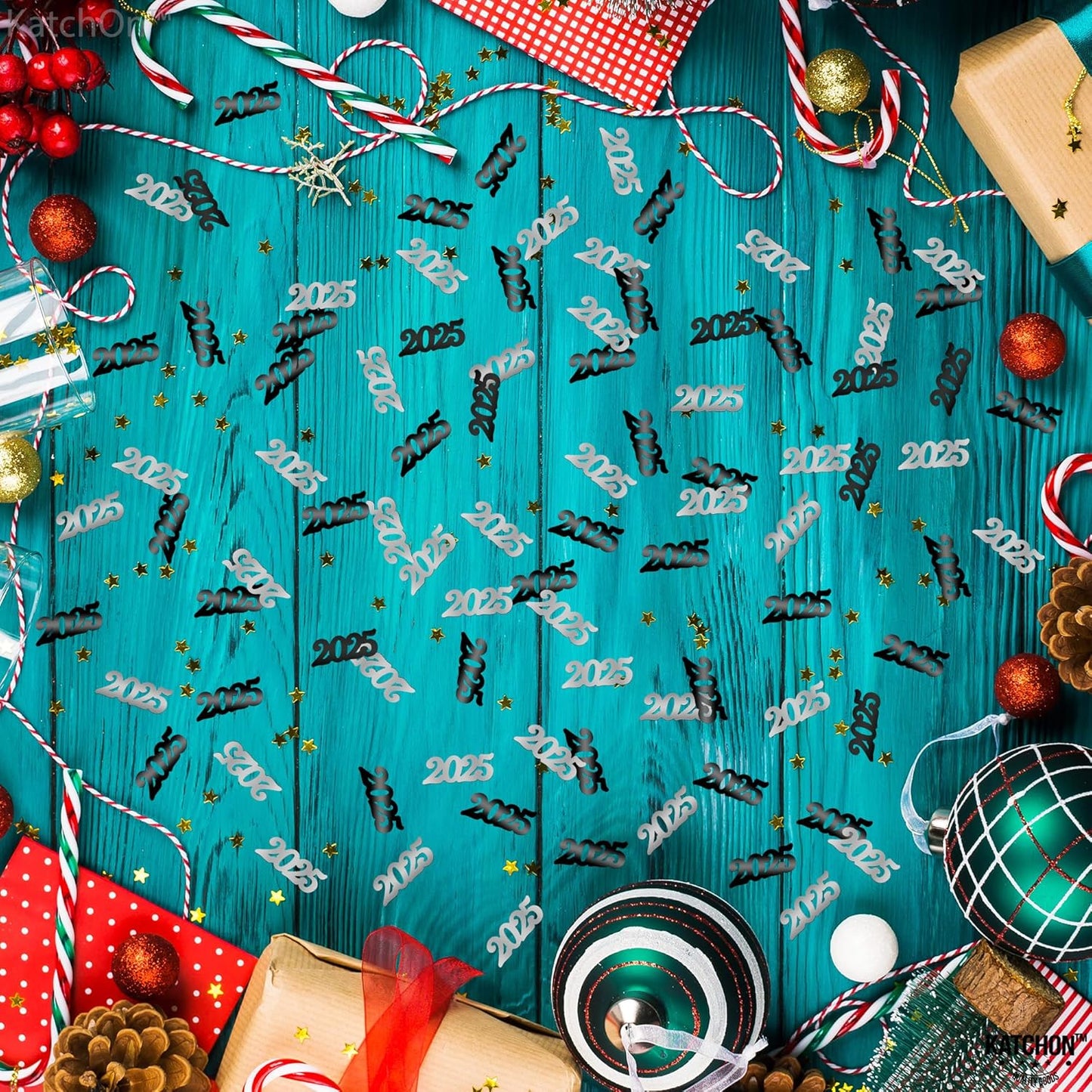 KatchOn, Black and Silver 2025 Confetti - Pack of 500 | Graduation Confetti 2025, Balck and Silver Grad Party Supplies 2025 | Graduation Decorations 2025, graduation Decorations