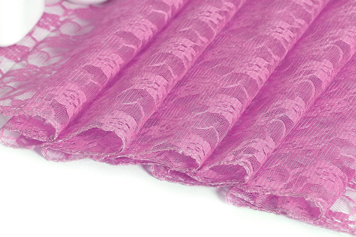 MDS Pack of 5 Wedding 12 x 108 inches Lace Table Runner for Wedding, Decorations for Birthday Parties, Banquets, Graduations, Engagements, and Runners fit Rectangle, Round Table- Dusty Pink