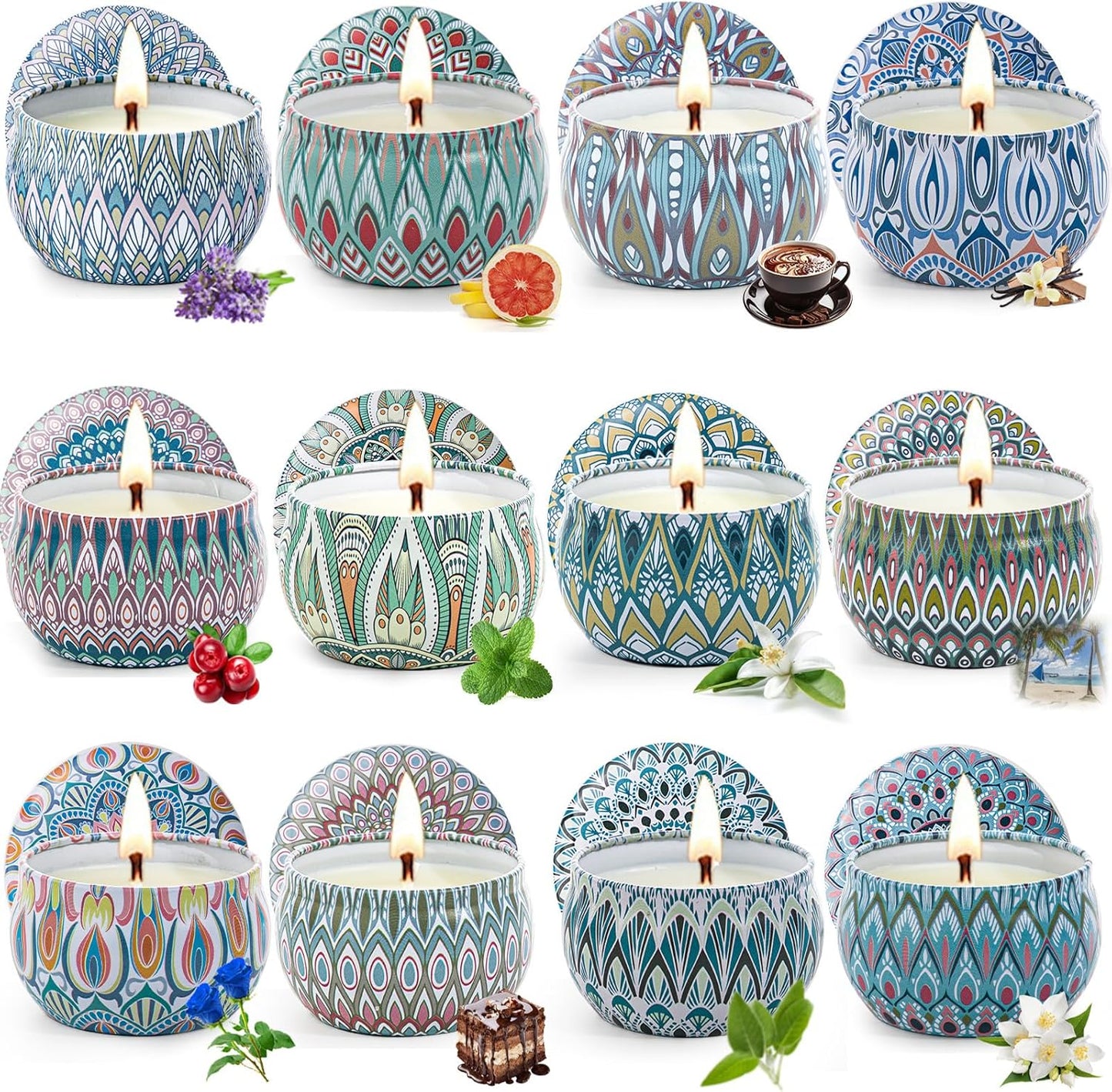 Scented Candles Gift Set, 12 Pack Aromatherapy Candles for Women, Candles for Home Scented, 300H Long Burning, Soy Wax Candle Set, Gifts for Mom Women SPA Birthday Anniversary Stocking Stuffers