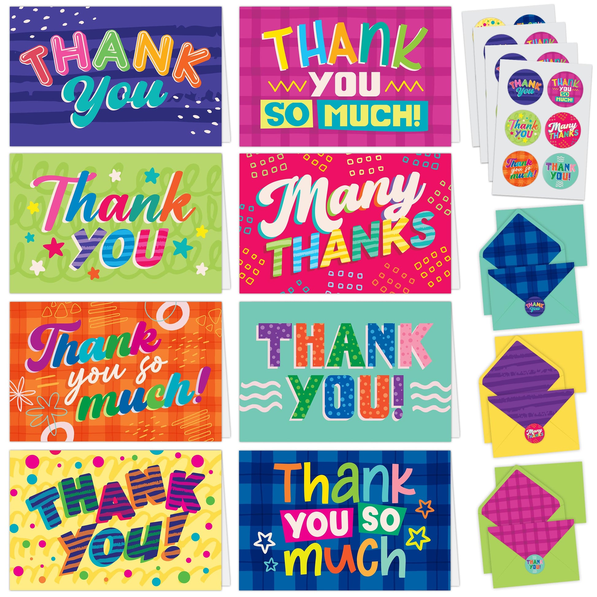 Decorably 24 Pack 6x4in Kids Thank You Cards for Boys & Girls