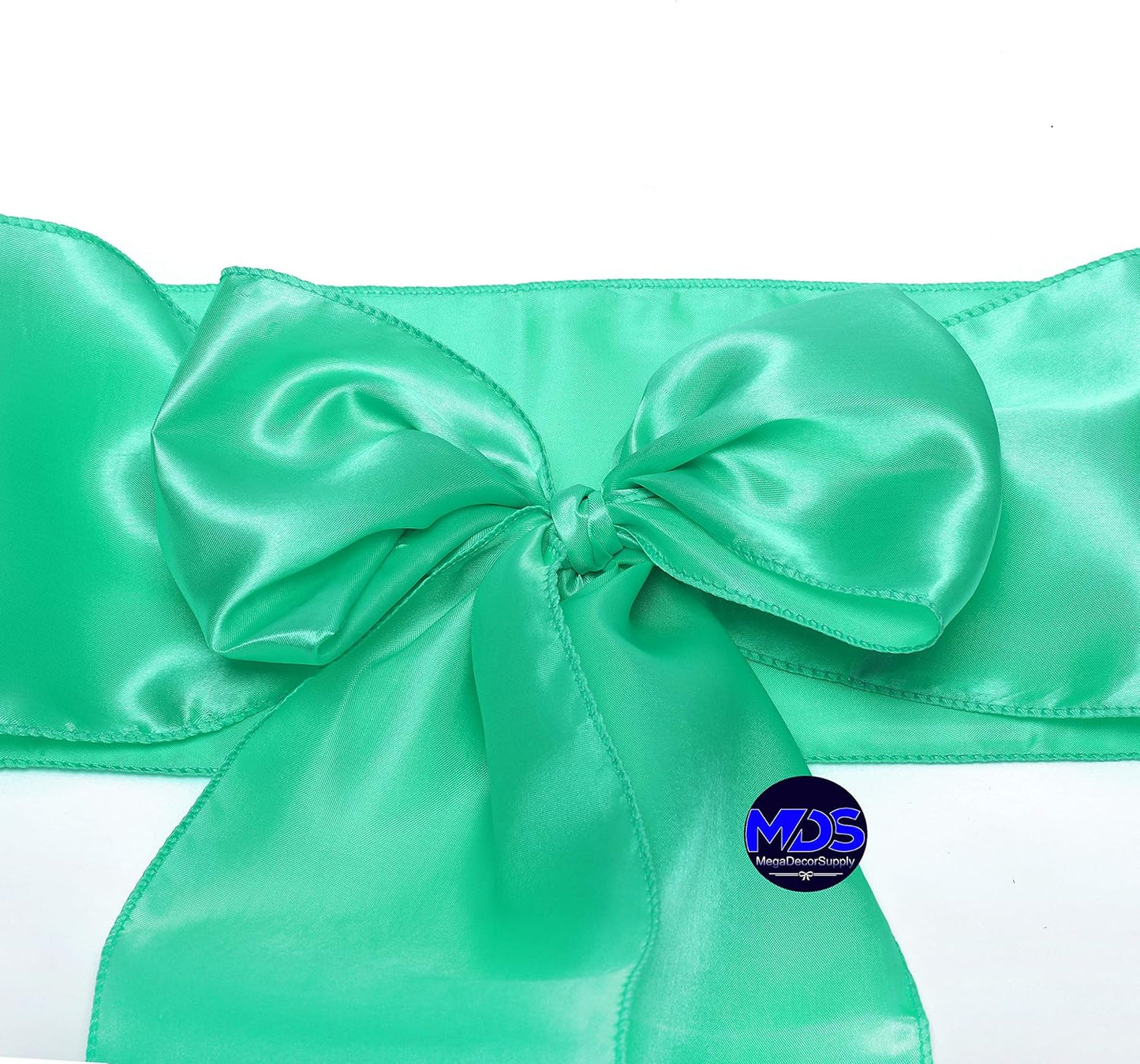 MDS Pack of 10 PCS Satin Chair Sashes Charmeuse Sateen Dining Chair Bows Ribbon Ties Back Sash for Wedding Party Birthday Home Hotel Restaurant Banquet Decoration (7 x 108 Inch, Mint)