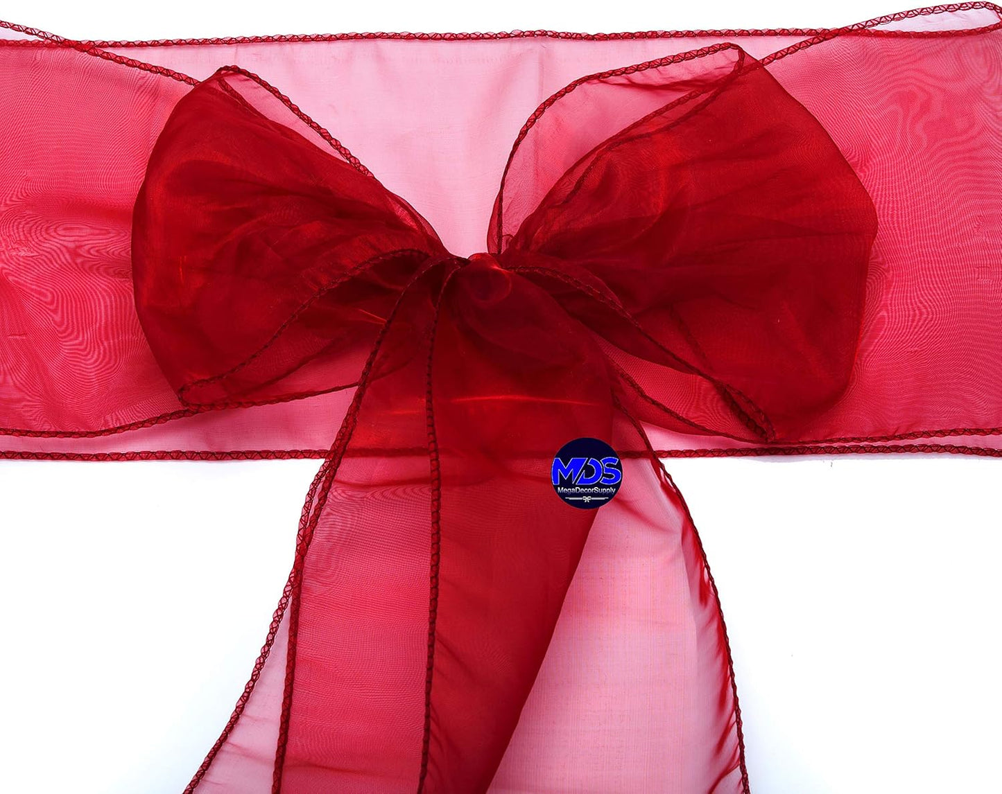 MDS Pack of 200 PCS Organza Chair Sashes Wider Dining Chair Bows Ribbon Tie Back for Wedding Party Birthday Bridal Shower Reception Event Banquet Home Chair Cover Decoration - Maroon
