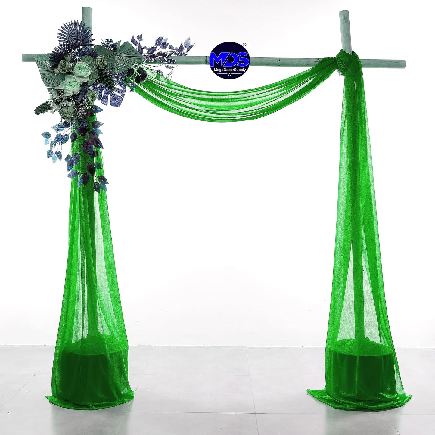 MDS Halloween Chiffon Draping Fabric - 1 Panel, 30" Wide x 40ft Long - Sheer Spooky Arbor & Canopy Drapery for Haunted House Backdrops, Party Ceilings, DIY Costumes & Themed Events - Green