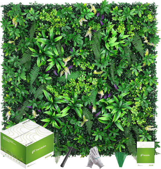 Artificial Grass Wall Panels 20"x20"(6pcs), Hedge Green Wall Decor Backdrop, UV-Anti Fake Greenery Plant Wall Boxwood Panels for Privacy Fence Screen Outdoor Indoor Wedding Garden Backyard