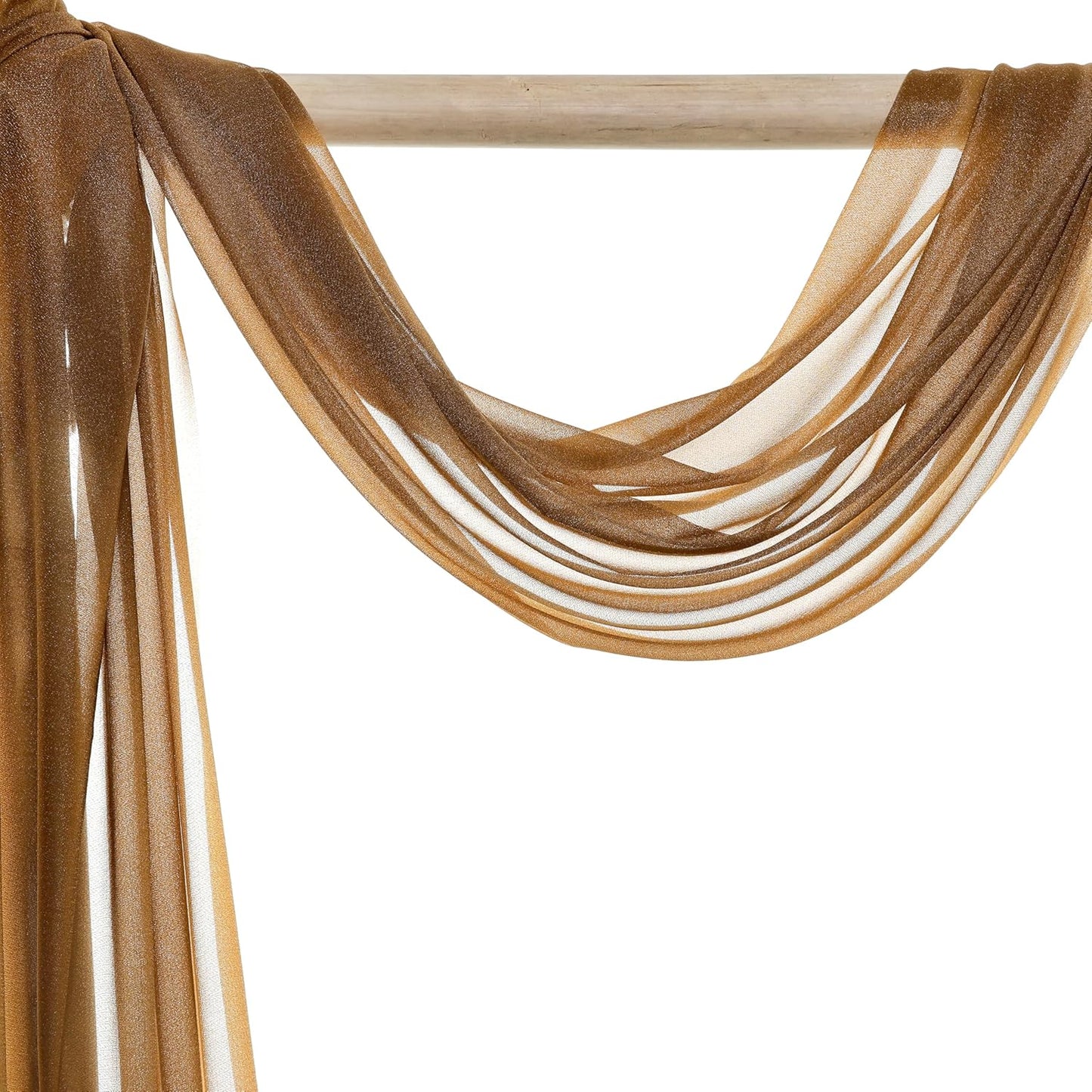 VDS Pack of 2 Panel (30 Inch X 100 Feet) Wedding Arch Draping Fabric Sheer Chiffon Fabric Drapery for Wedding Ceremony Reception Swag Backdrop Canopy Chuppah ARBO Altars Decoration (Mocha)
