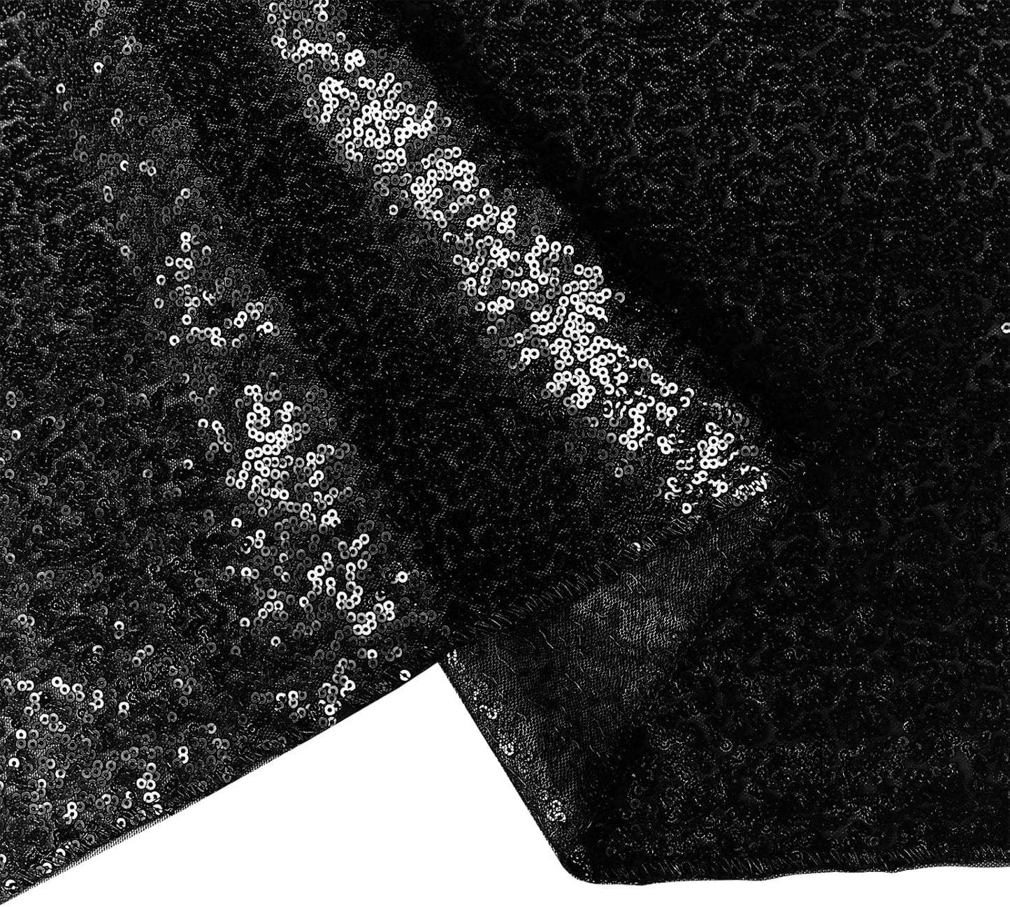 10 Packs 12 x 72 inches Sequin Table Runner, Black Glitter Table Runner for Birthday Party Supplies Wedding Engagement Baby Shower Holiday Celebration Event Decorations
