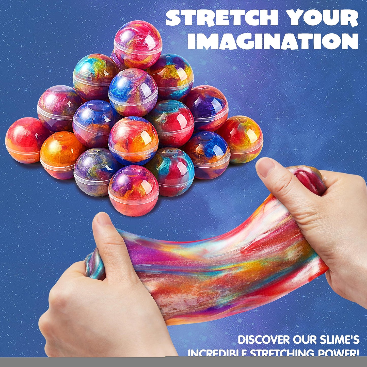 JOYIN Slime Party Favors, 24 Pack Galaxy Slime Ball - Stretchy, Non-Sticky, Mess-Free, Stress
