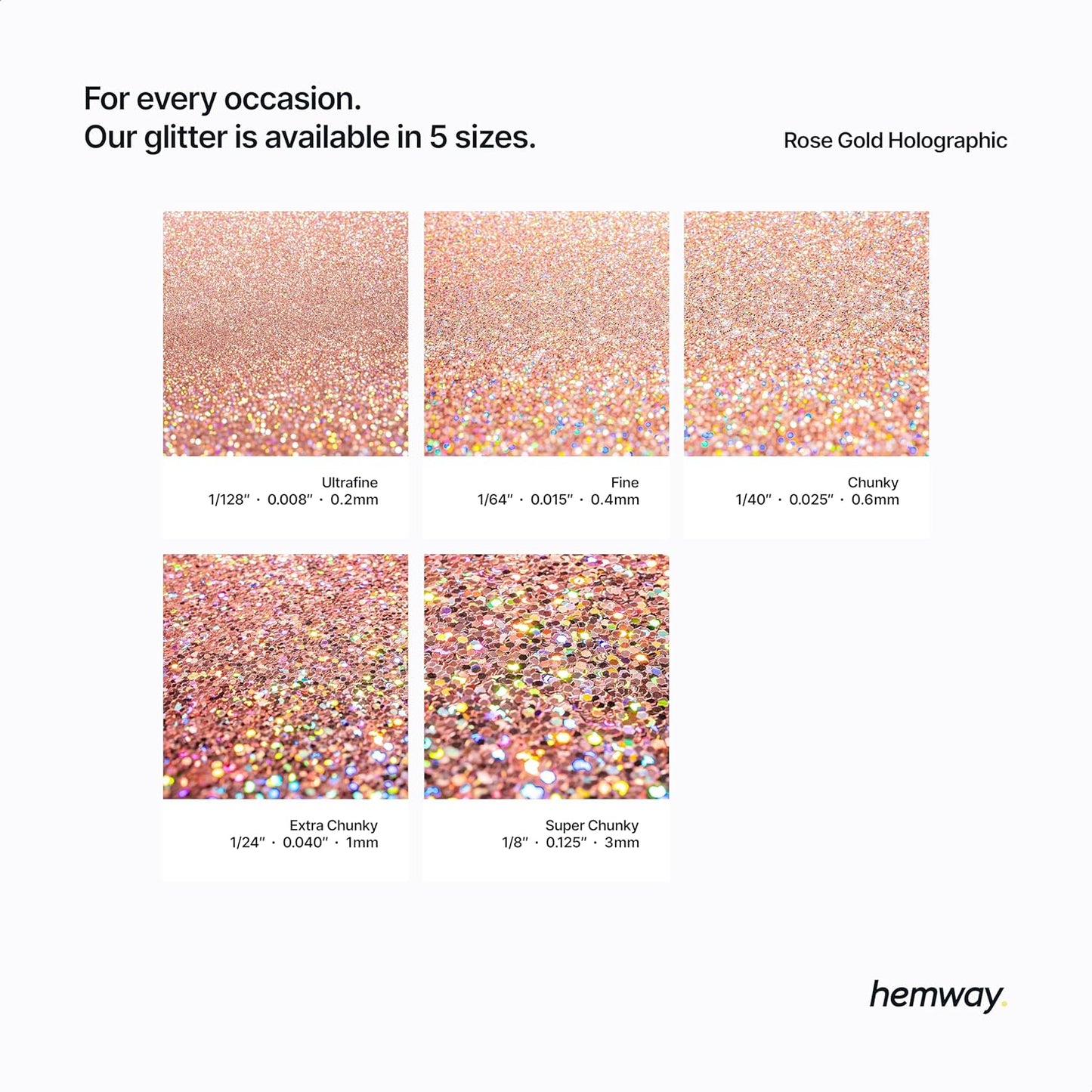Hemway Eco Friendly Biodegradable Glitter 100g / 3.5oz Bio Cosmetic Safe Sparkle Vegan for Face, Eyeshadow, Body, Hair, Nail and Festival - Ultrafine (1/128" 0.008" 0.2mm) - Rose Gold Holographic