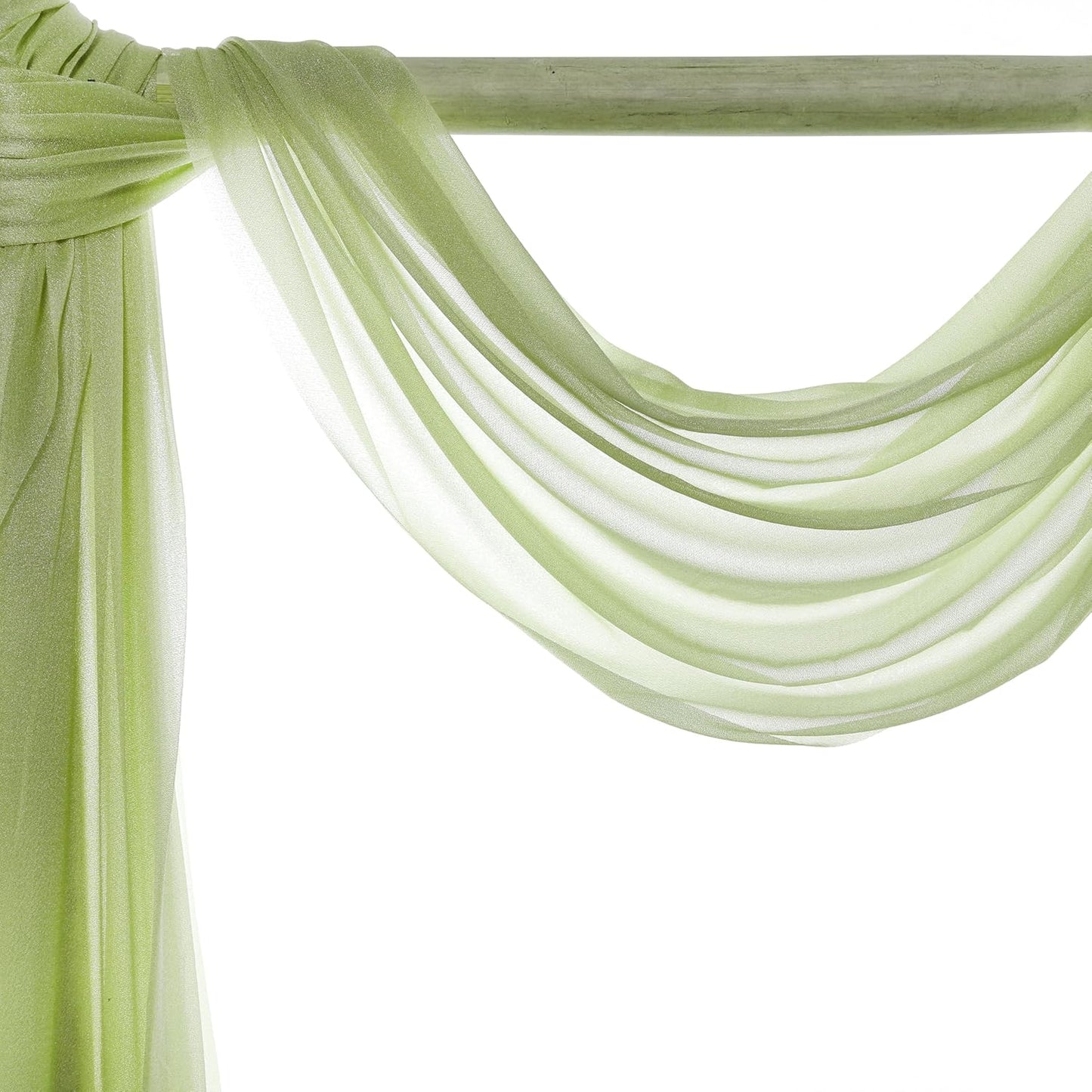 VDS Pack of 2 Panel (30 Inch X 20 Feet) Wedding Arch Draping Fabric Sheer Chiffon Fabric Drapery for Wedding Ceremony Reception Swag Backdrop Canopy Chuppah ARBO Altars Decoration (Sage Green)