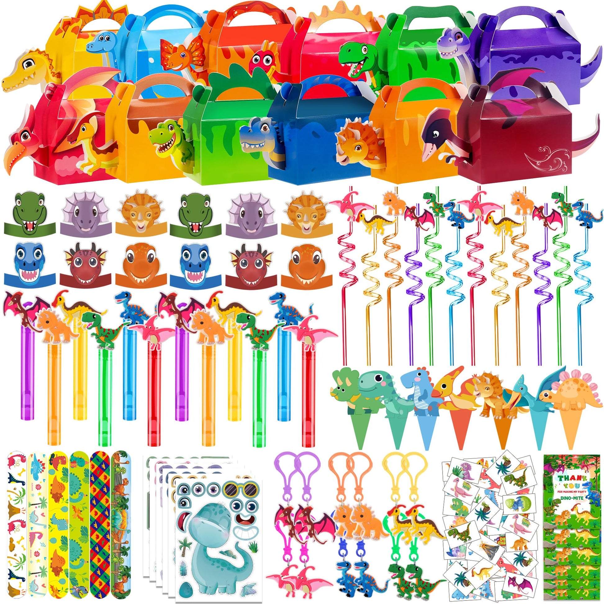 PLOUGVI 320PCS Dinosaur Birthday Party Decorations Favors Supplies, Dino Goodie Bags Fillers