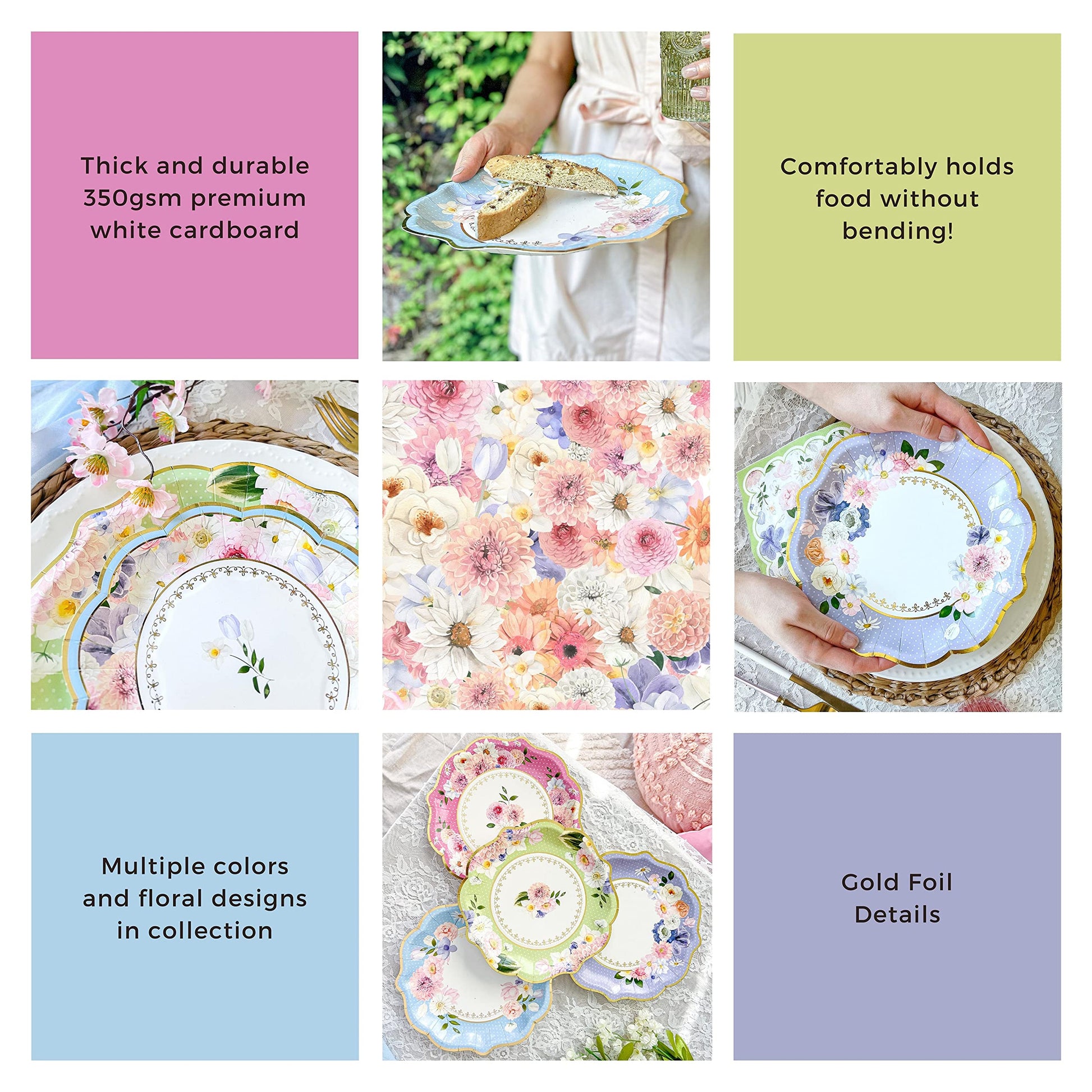 Kate Aspen Tea Party Decorations, Colorful Pastel Plates And Napkins Garden Party Supplies for
