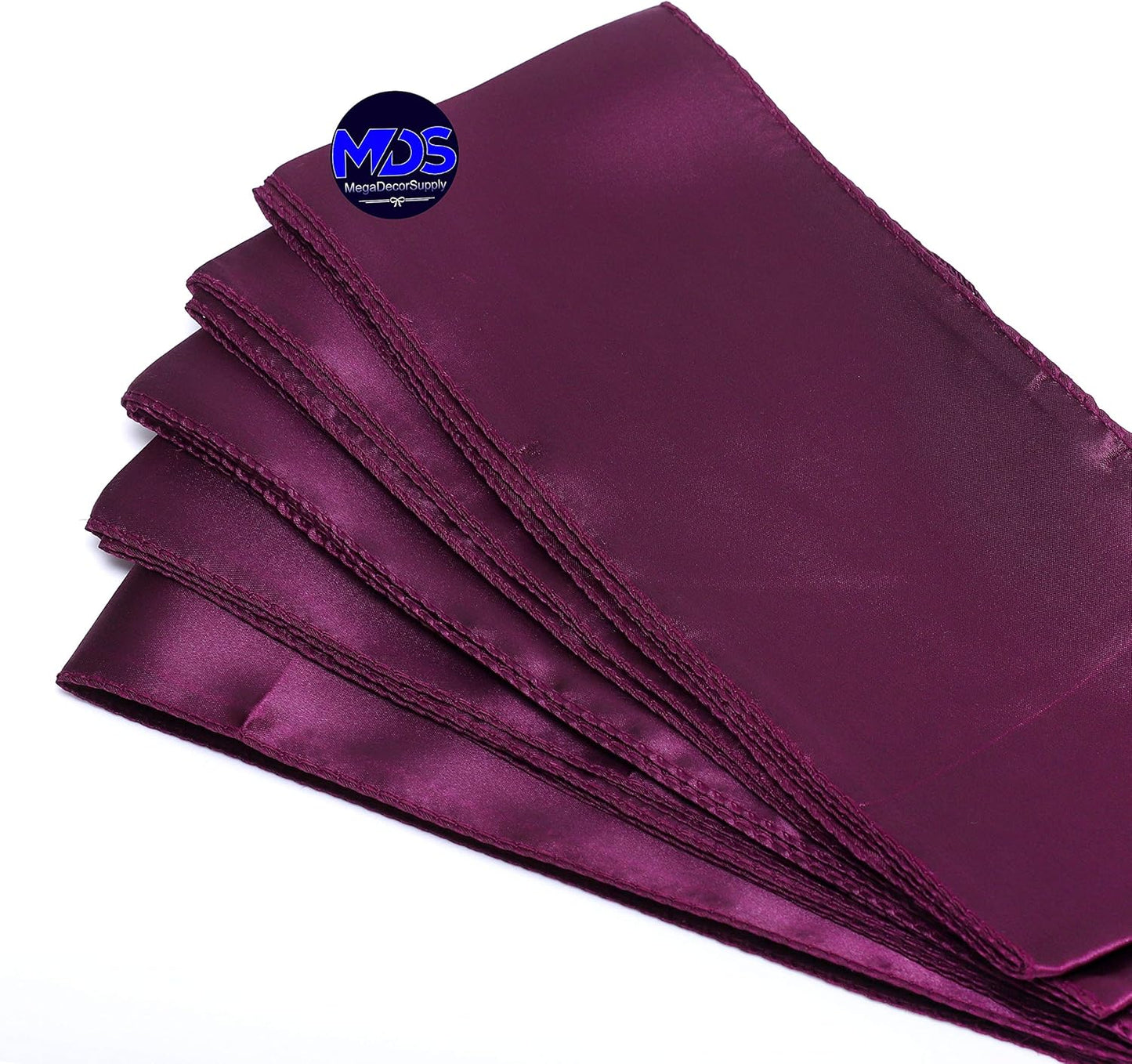 MDS Pack of 75 PCS Satin Chair Sashes Charmeuse Sateen Dining Chair Bows Ribbon Ties Back Sash for Wedding Party Birthday Home Hotel Restaurant Banquet Decoration (7 x 108 Inch, Eggplant)