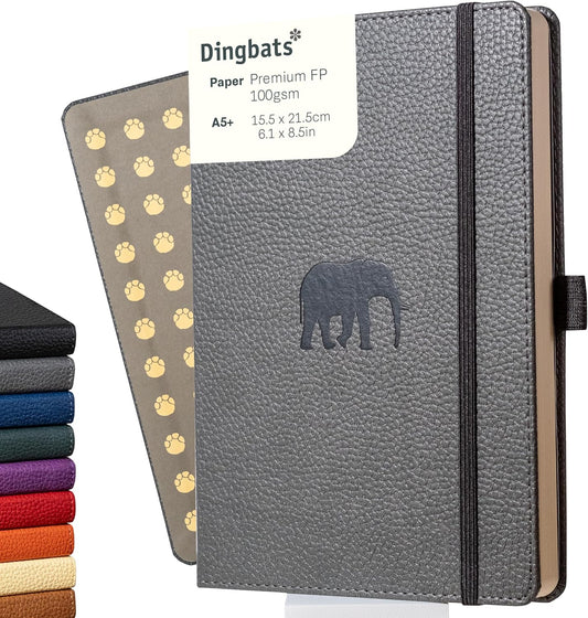 Dingbats* Wildlife Plain Writing Journal Notebook A5 - Vegan Leather Hardcover - Ideal for Work, Travel - Pocket, Elastic Closure, & Bookmark