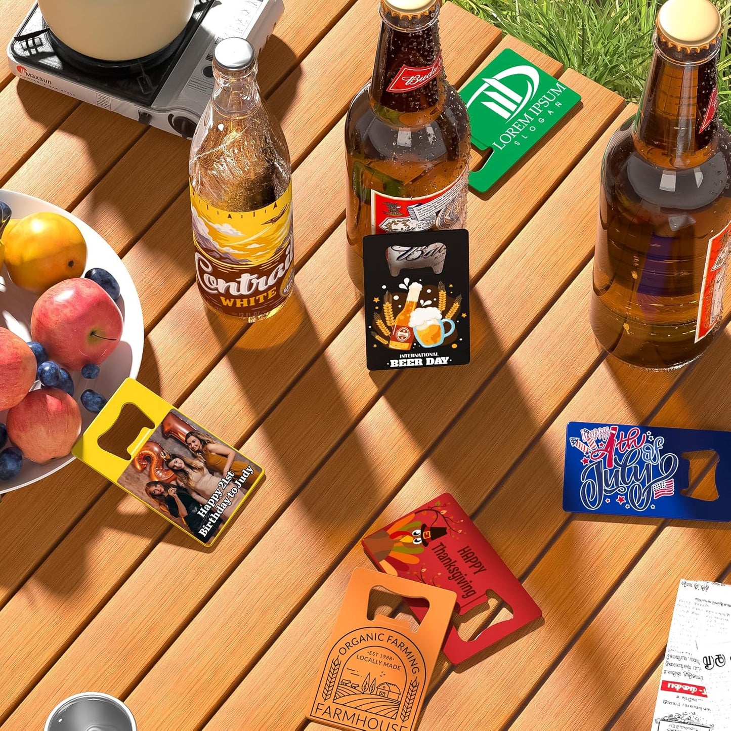 4-100 Pcs Custom Bottle Opener, Personalized Stainless Steel Credit Card Bottle Opener, Full Color Print Custom Beer Can Opener Bulk for Bar, Wedding Favors, Party, Promotion, Groomsmen Gift (Green)