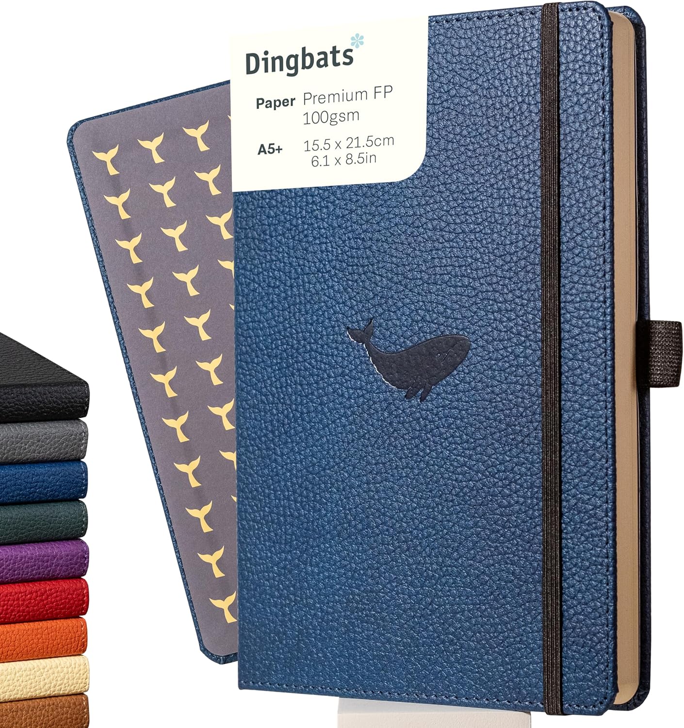Dingbats* Wildlife Plain Writing Journal Notebook A5 - Vegan Leather Hardcover - Ideal for Work, Travel - Pocket, Elastic Closure, & Bookmark