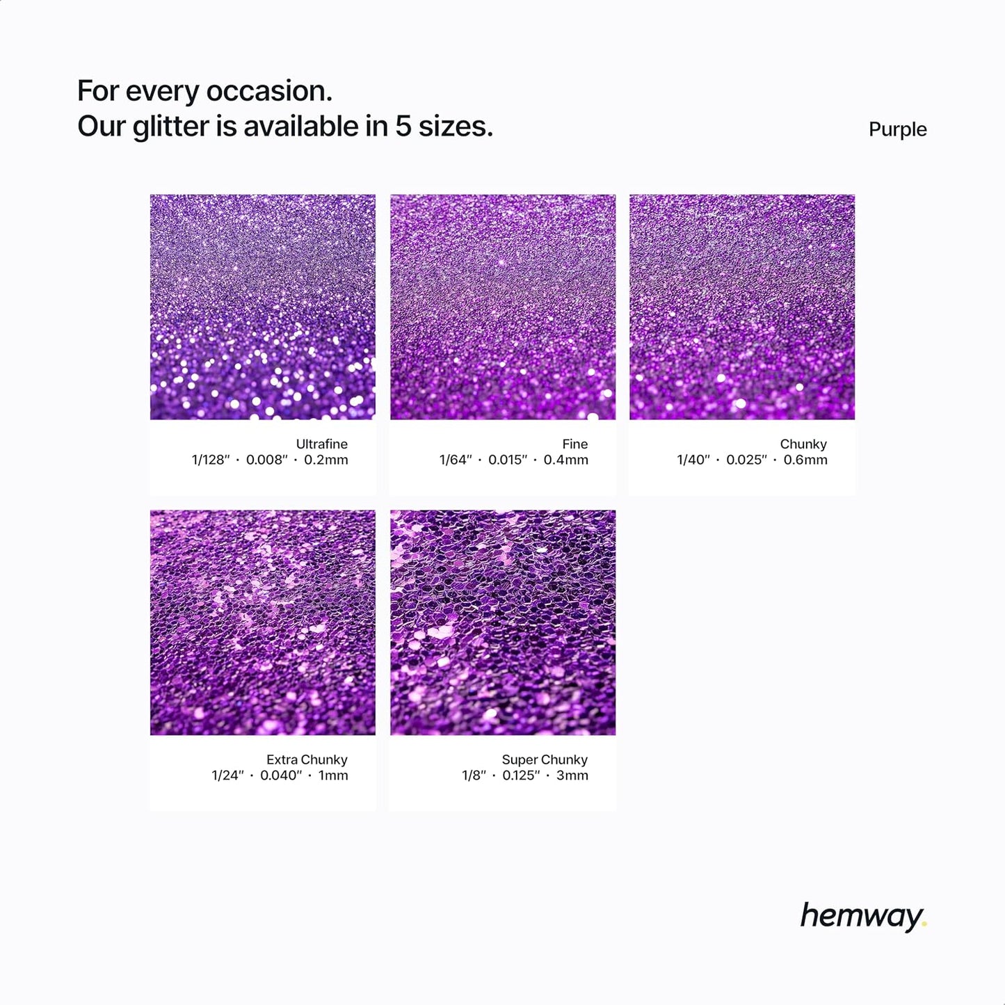 Hemway Eco Friendly Biodegradable Glitter 100g / 3.5oz Bio Cosmetic Safe Sparkle Vegan for Face, Eyeshadow, Body, Hair, Nail and Festival Makeup, Craft - Ultrafine (1/128" 0.008" 0.2mm) - Purple