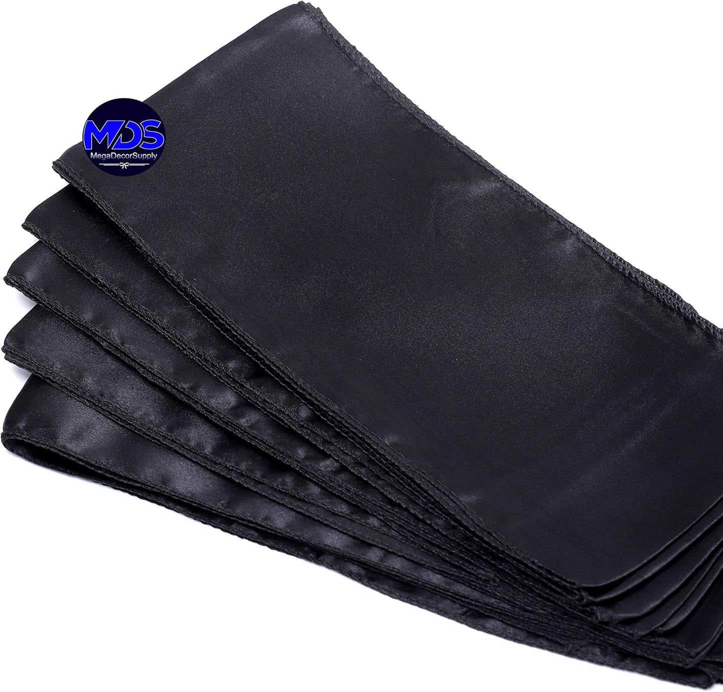 MDS Pack of 125 PCS Satin Chair Sashes Charmeuse Sateen Dining Chair Bows Ribbon Ties Back Sash for Wedding Party Birthday Home Hotel Restaurant Banquet Decoration (7 x 108 Inch, Black)