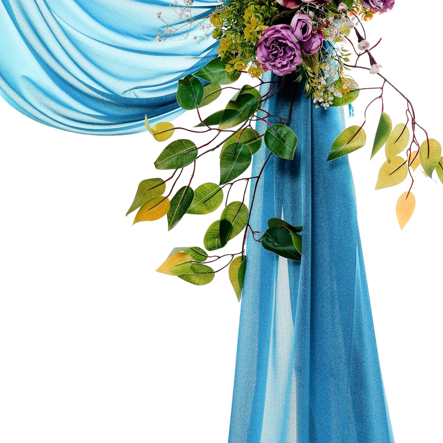 VDS Pack of 1 Panel (30 Inch X 50 Feet) Wedding Arch Draping Fabric Sheer Chiffon Fabric Drapery for Wedding Ceremony Reception Swag Backdrop Canopy Chuppah ARBO Altars Decoration (Dark Teal)