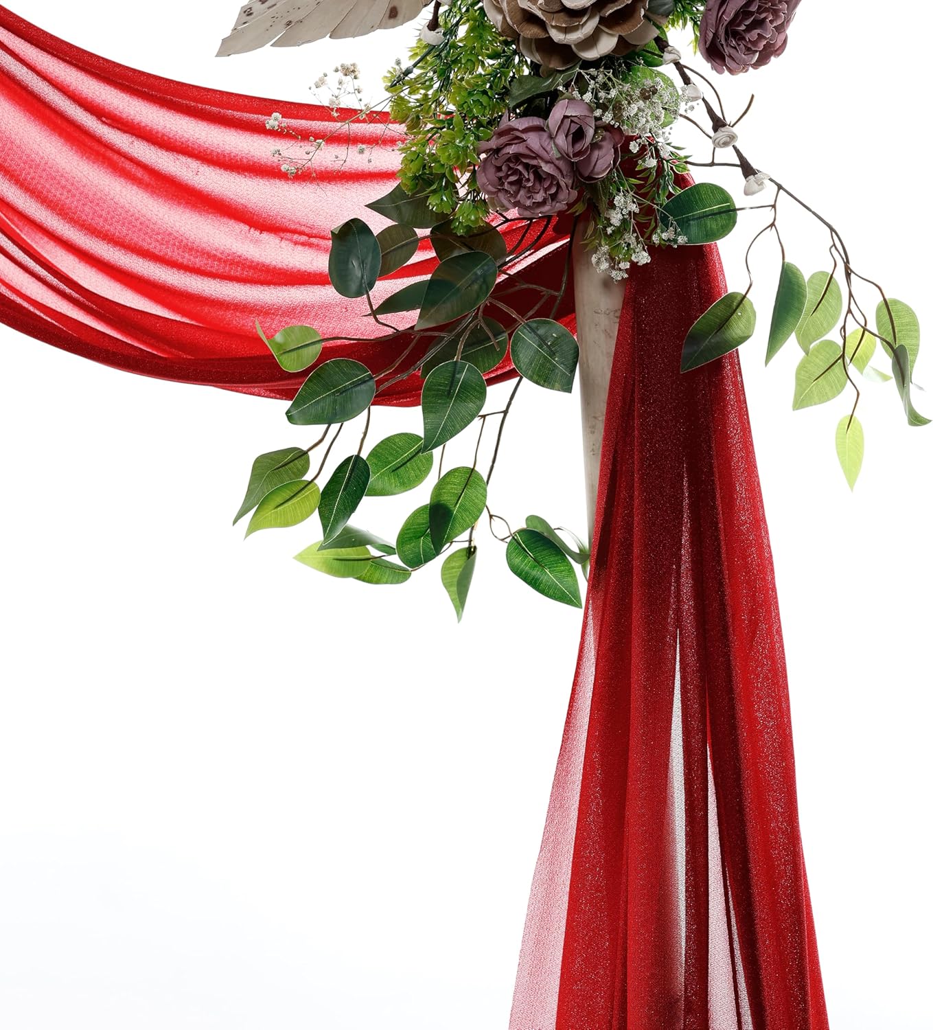 VDS Pack of 1 Panel (30 Inch X 30 Feet) Wedding Arch Draping Fabric Sheer Chiffon Fabric Drapery for Wedding Ceremony Reception Swag Backdrop Canopy Chuppah ARBO Altars Decoration (Apple Red)