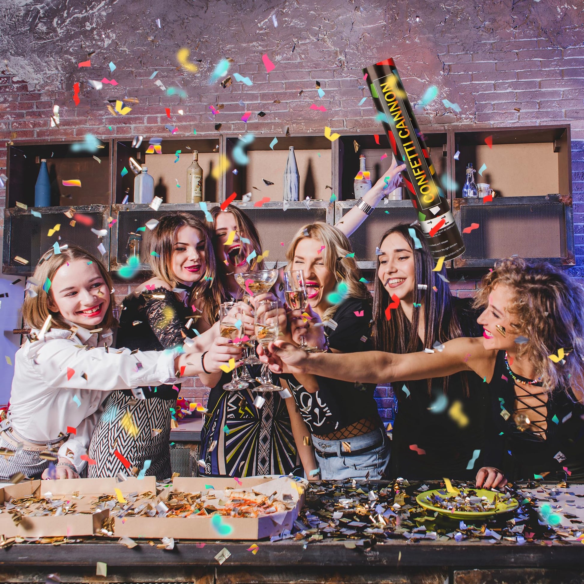 6 Pack 12 Inch Confetti Cannon Multicolor Confetti Popper Party Shooter for Wedding Birthday