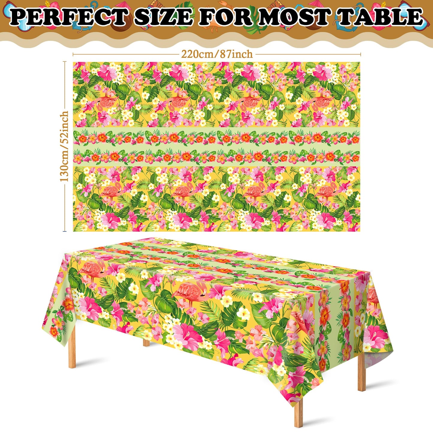 OHOME 2 Pack Luau Party Decorations - Plastic Tablecloth for Hawaiian Theme Party Decorations |