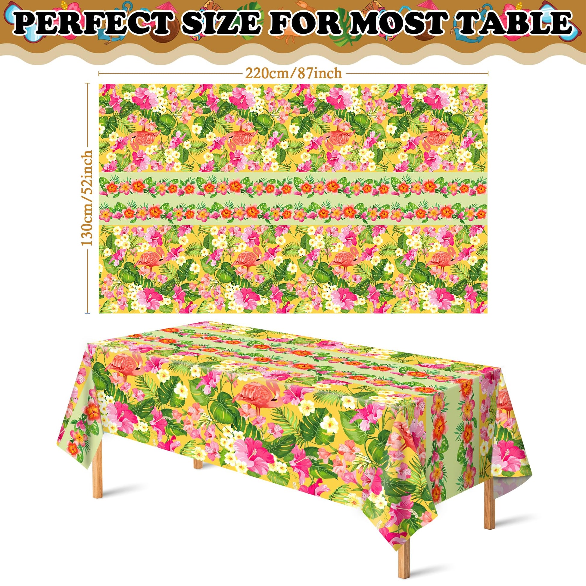 OHOME 2 Pack Luau Party Decorations - Plastic Tablecloth for Hawaiian Theme Party Decorations |