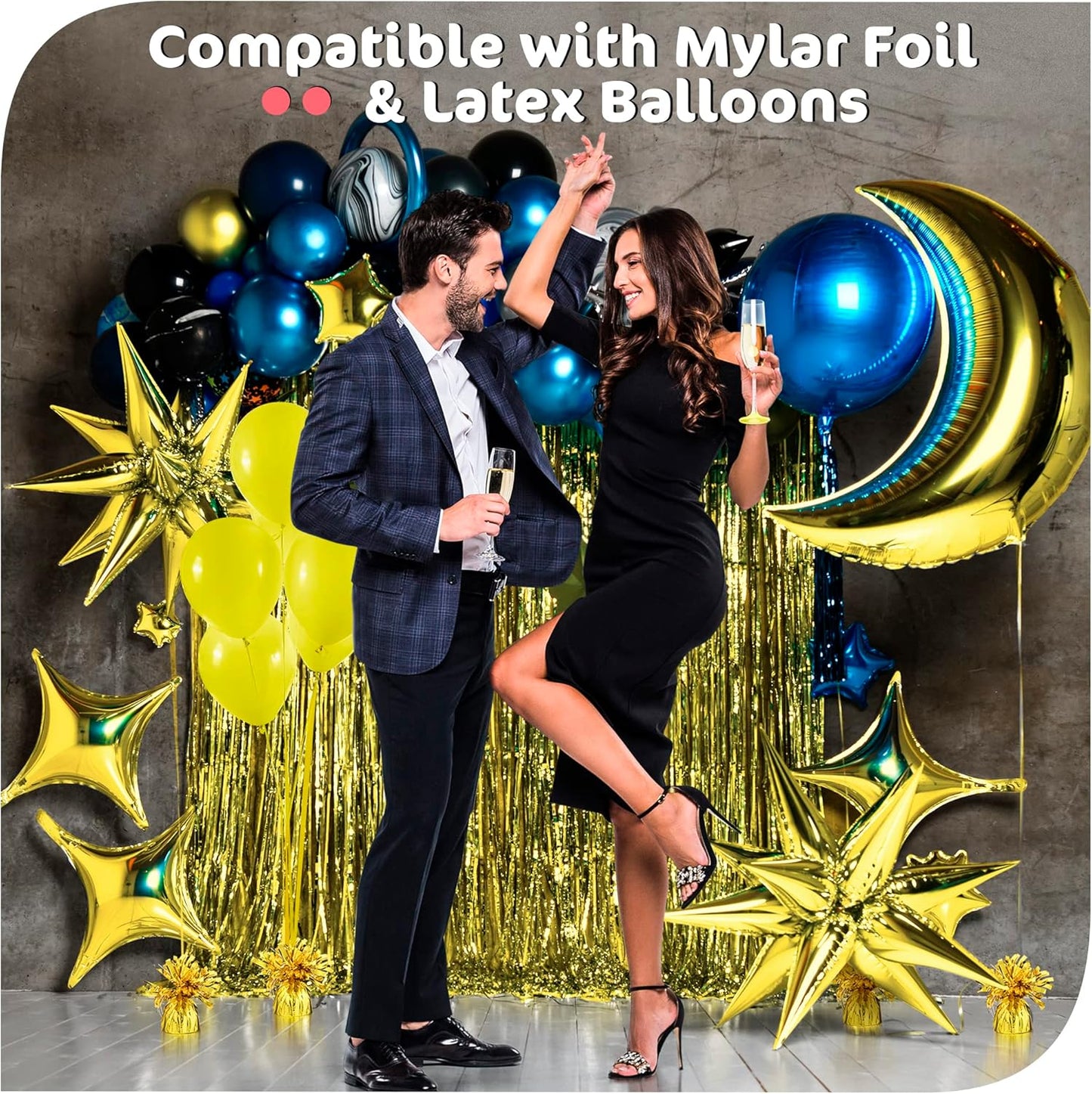 Gold Balloon Weights Bulk Pack of 72 Heavy Metallic Foil Balloon Anchor Weights for Helium Balloons, 4.8’’ Base for Balloon Bouquet Table Centerpieces & Balloon Cluster Floor Party Decorations