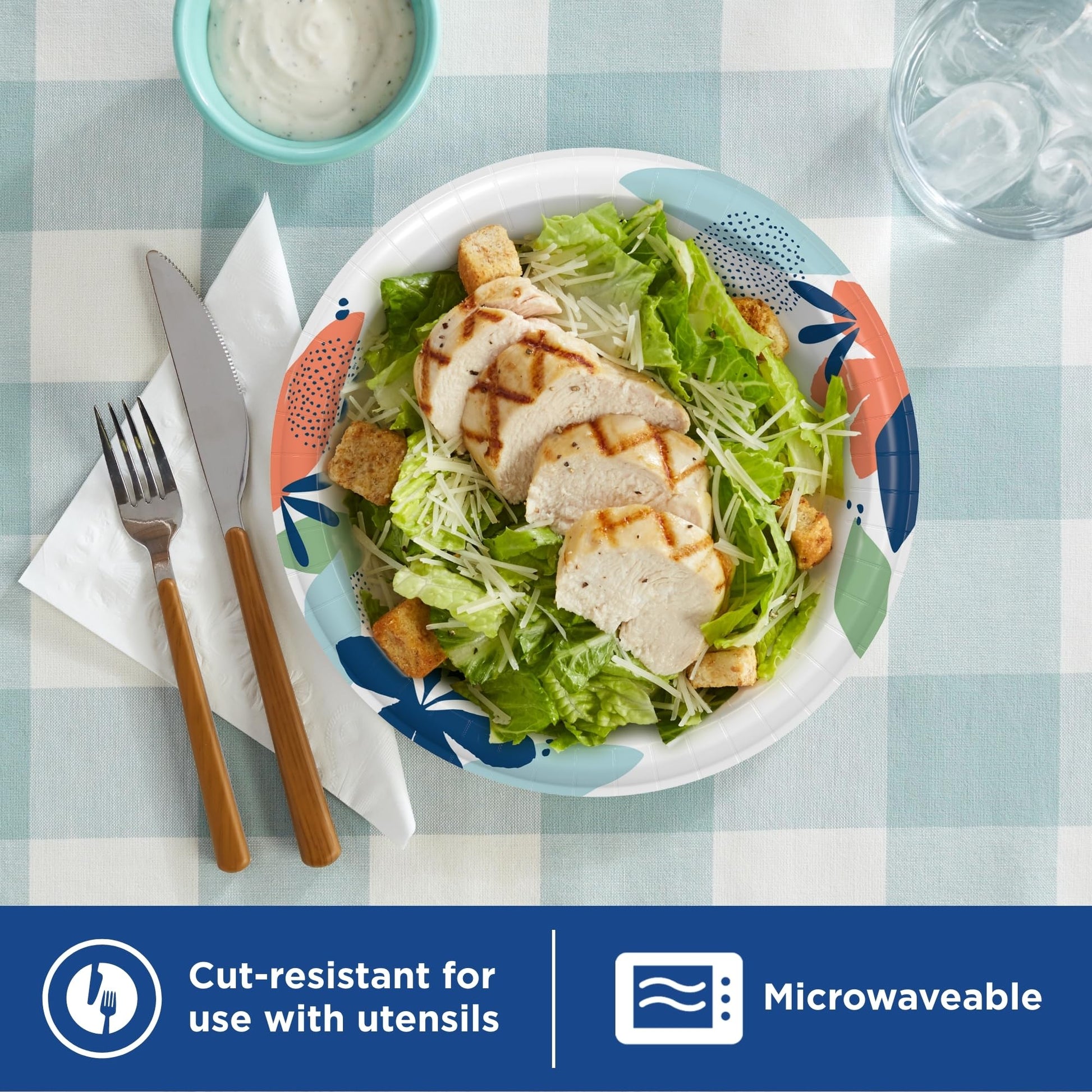 Dixie Medium Paper Plates, 8.5 Inch, 90 Count, 2X Stronger*, Microwave-Safe, Soak-Proof, Cut