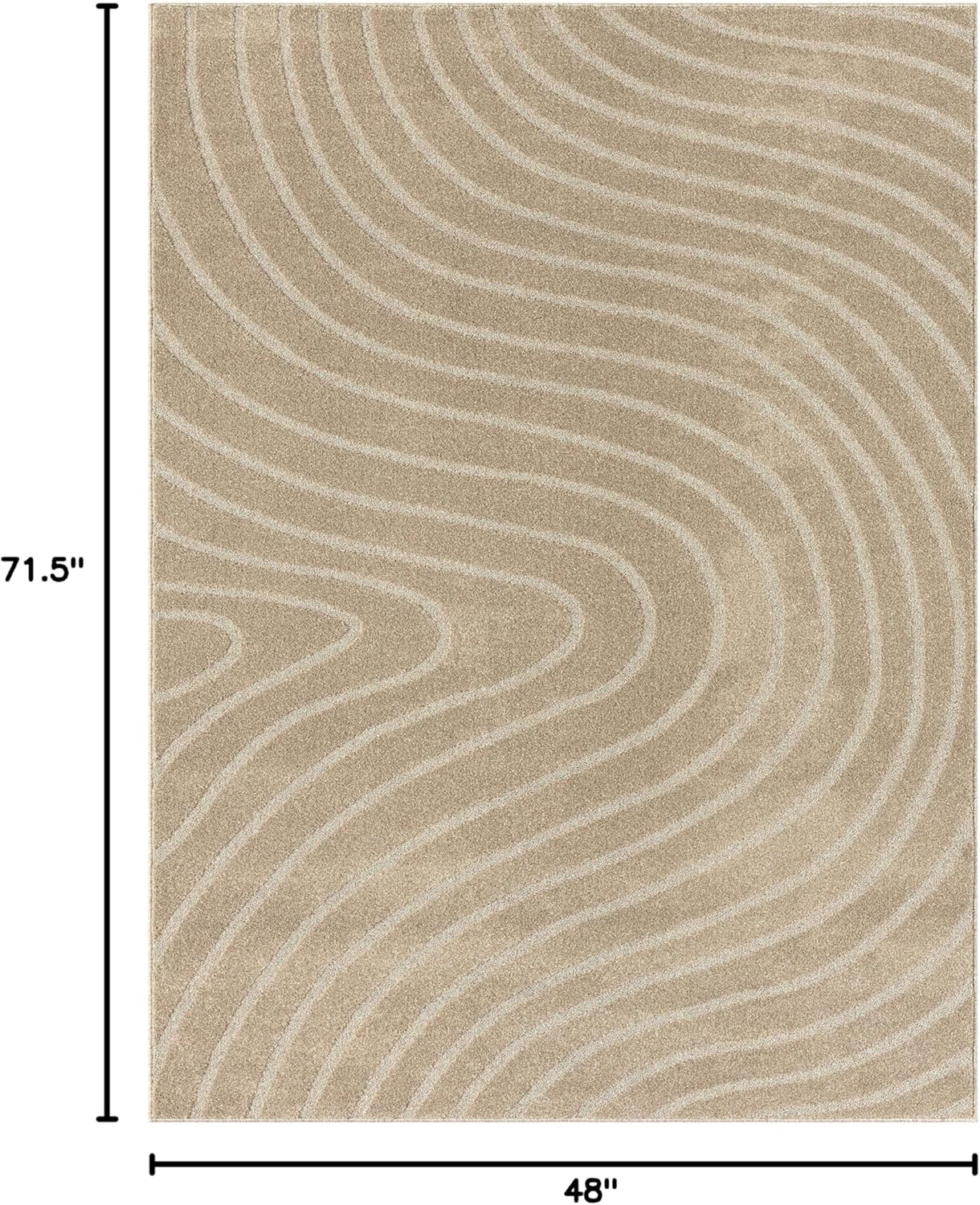 LUXE WEAVERS Modern Geometric Wave Beige 4x6 Area Rug