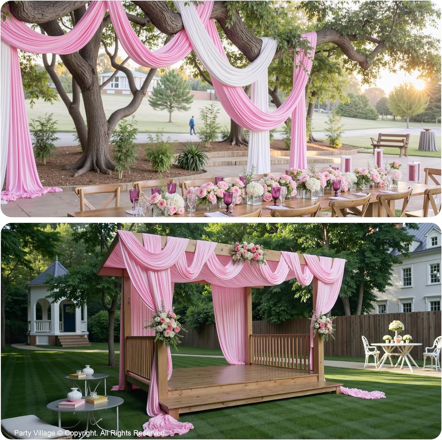 PartyVillage 10ft×15ft Baby Pink Backdrop Curtain for Wedding Parties, 2 Panels Wrinkle Free 15 FT Long Polyester Photo Backdrop Drapes Back Drop Cloth for Birthday Photography Background