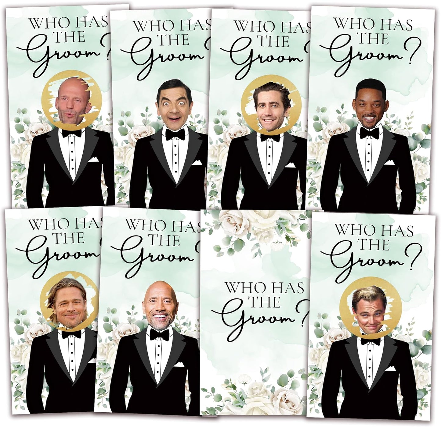 Who Has The Groom Bridal Shower Scratch Off Cards, 41Pcs Funny Floral Wedding Shower Scratch Off Cards, 3.5"x 2.1"Bachelorette Party, Bride Party Supplies Decorations-A01