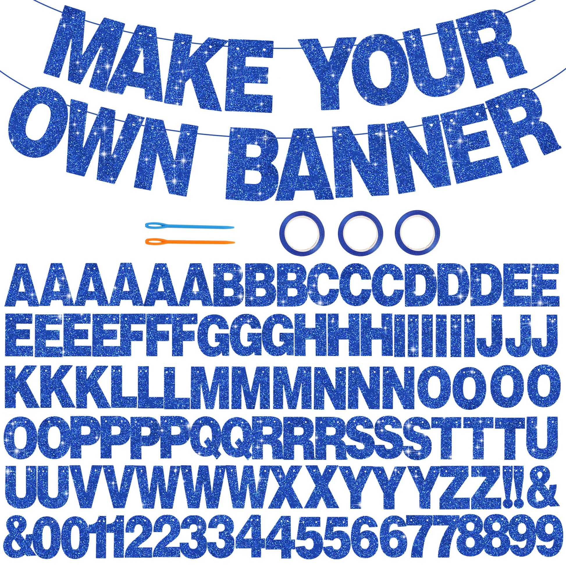 BEISHIDA Glitter Blue 116 PCS A-Z DIY Letter Custom Banner Party Decor