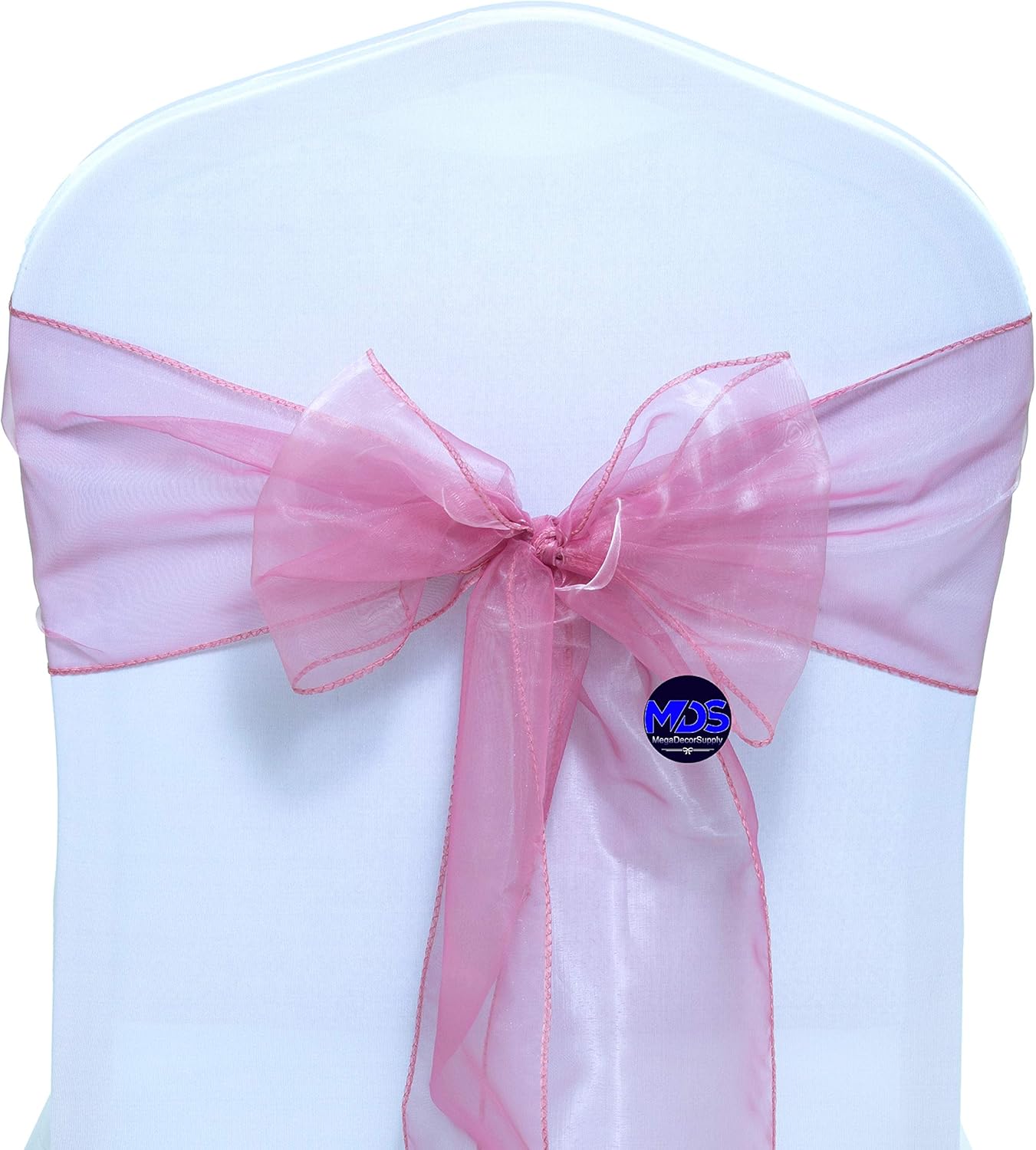 MDS Pack of 50 PCS Organza Chair Sashes Wider Dining Chair Bows Ribbon Tie Back for Wedding Party Birthday Bridal Shower Reception Event Banquet Home Chair Cover Decoration - Dusty Pink