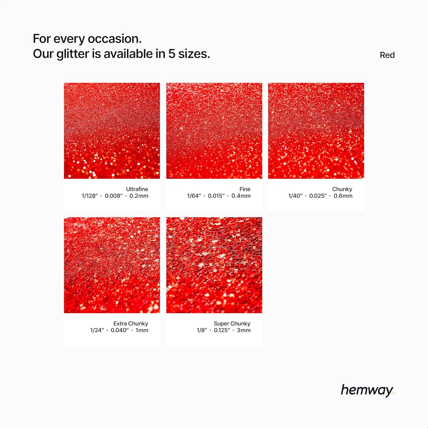 Hemway Biodegradable Glitter Eco Friendly - 100g/3.5oz Bio Cosmetic Safe Sparkle Vegan for Face Eyeshadow Body Hair Festival Makeup Craft - Chunky (1/40" 0.025" 0.6mm) - Red