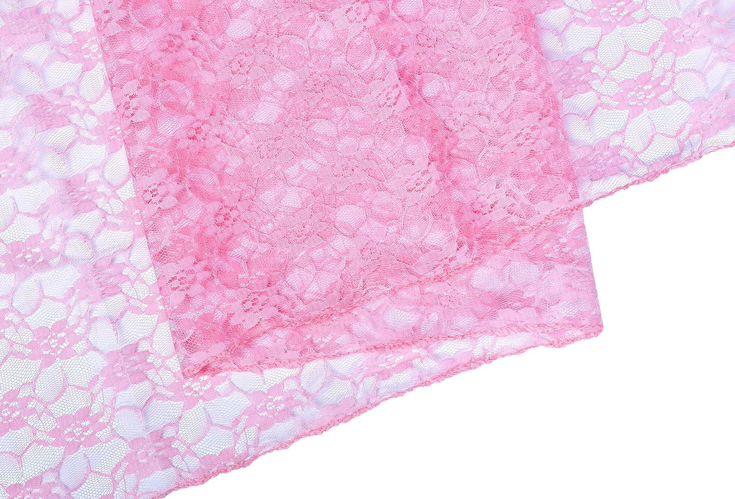MDS Pack of 10 Wedding 12 x 108 inches Lace Table Runner for Wedding, Decorations for Birthday Parties, Banquets, Graduations, Engagements, and Runners fit Rectangle, Round Table- Pink