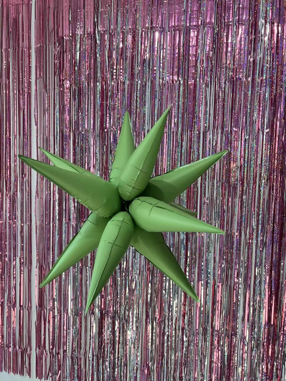 3pcs 26inch 3D matte green Explosion Star foil balloon, matte green Foil Cone Star burst Balloons for Birthday Wedding New Year Party Event