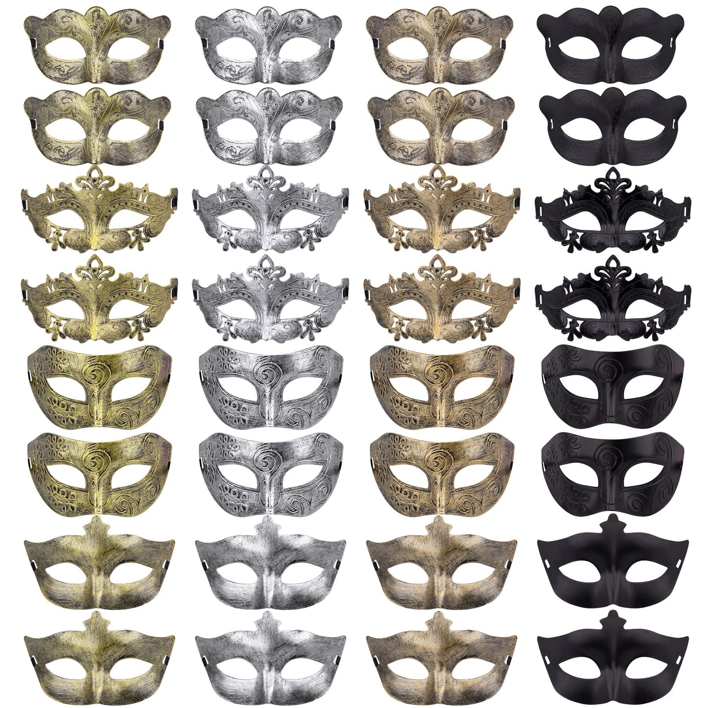 FEQO 32 Pieces Masquerade Masks Venetian Vintage Antique Masks