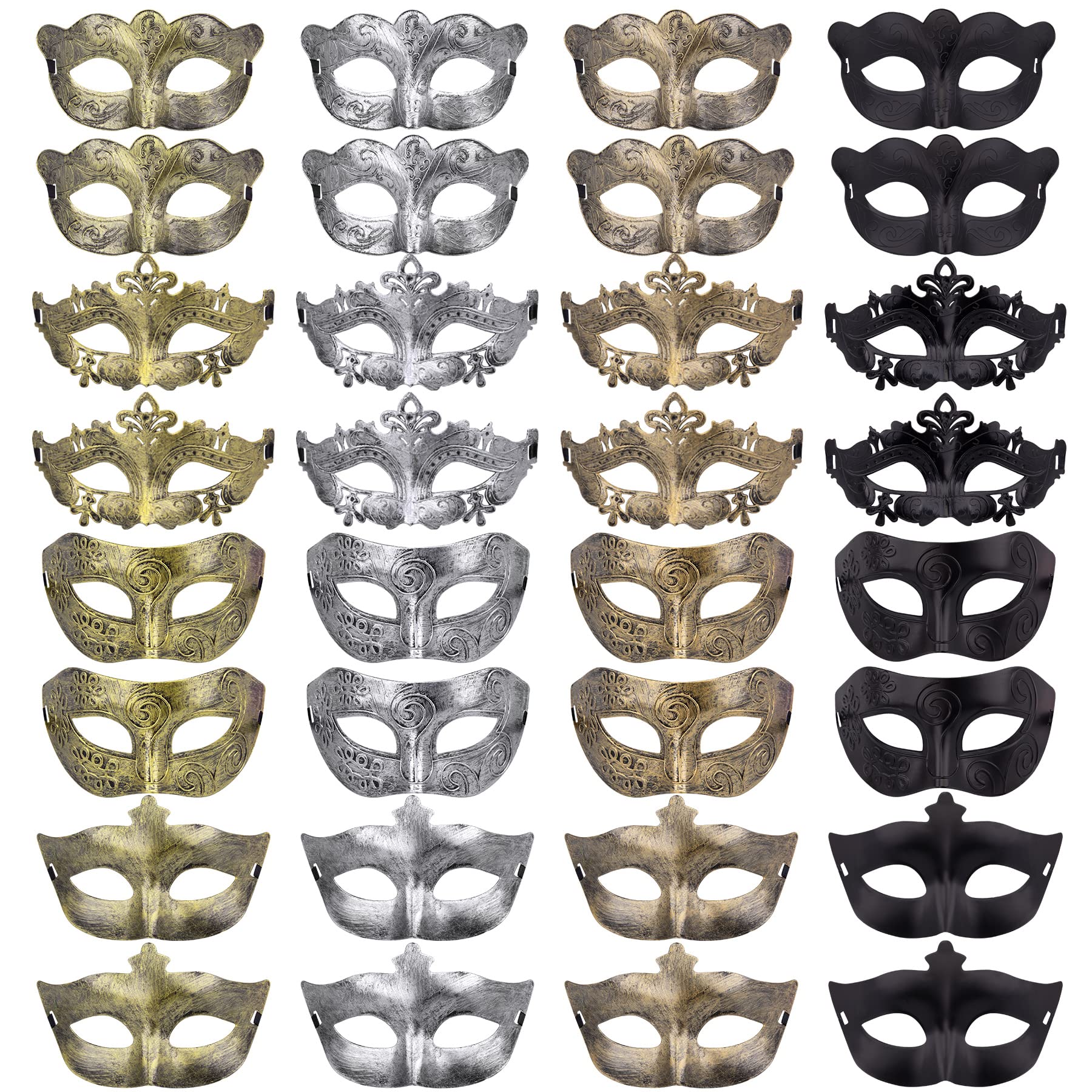 FEQO 32 Pieces Masquerade Masks Venetian Vintage Antique Masks