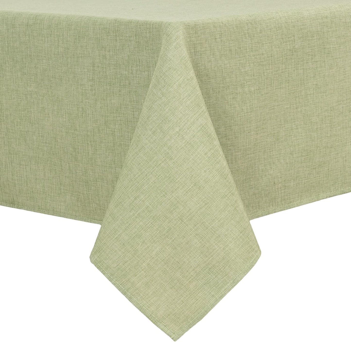 Hiasan Faux Linen Rectangle Tablecloth - Wrinkle and Stain Resistant Washable Table Cloth for Kitchen Dining Room Holiday Table Cover for Dinner, Green, 60 x 120 Inch