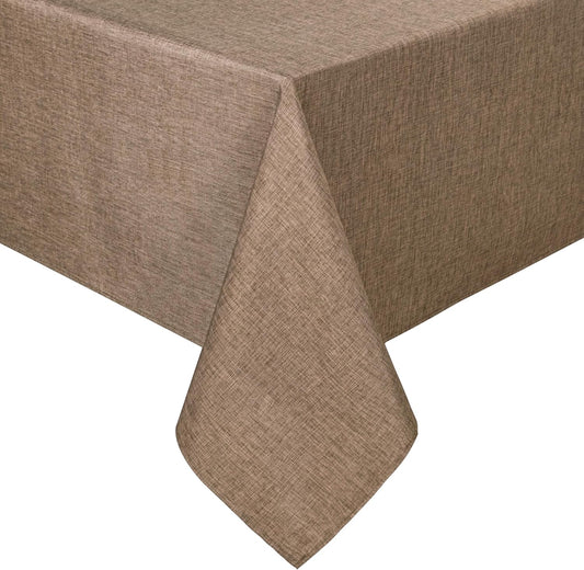 Hiasan Faux Linen Rectangle Tablecloth - Wrinkle and Stain Resistant Washable Table Cloth for Kitchen Dining Room Holiday Table Cover for Party Dinner, Khaki, 54 x 108 Inch
