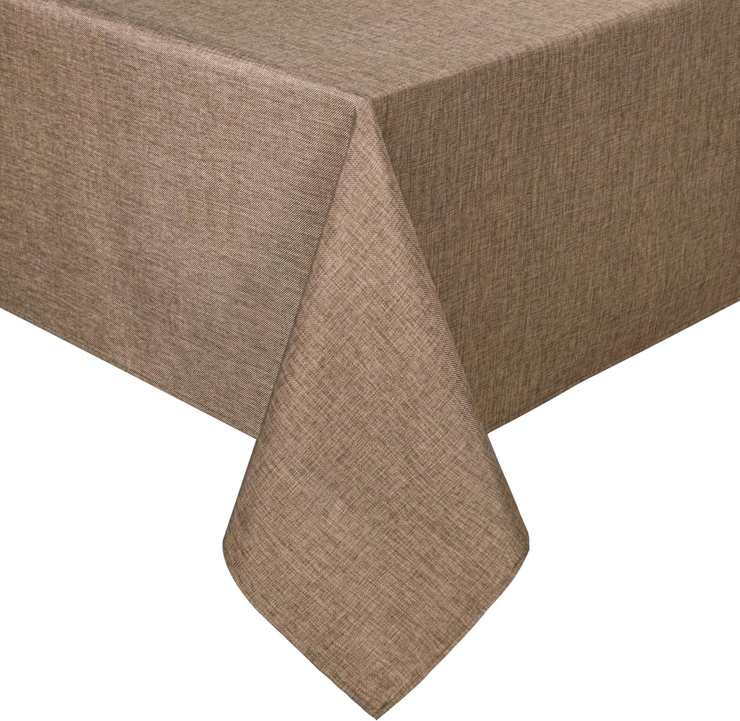 Hiasan Faux Linen Rectangle Tablecloth - Wrinkle and Stain Resistant Washable Table Cloth for Kitchen Dining Room Holiday Table Cover for Party Dinner, Khaki, 60 x 84 Inch