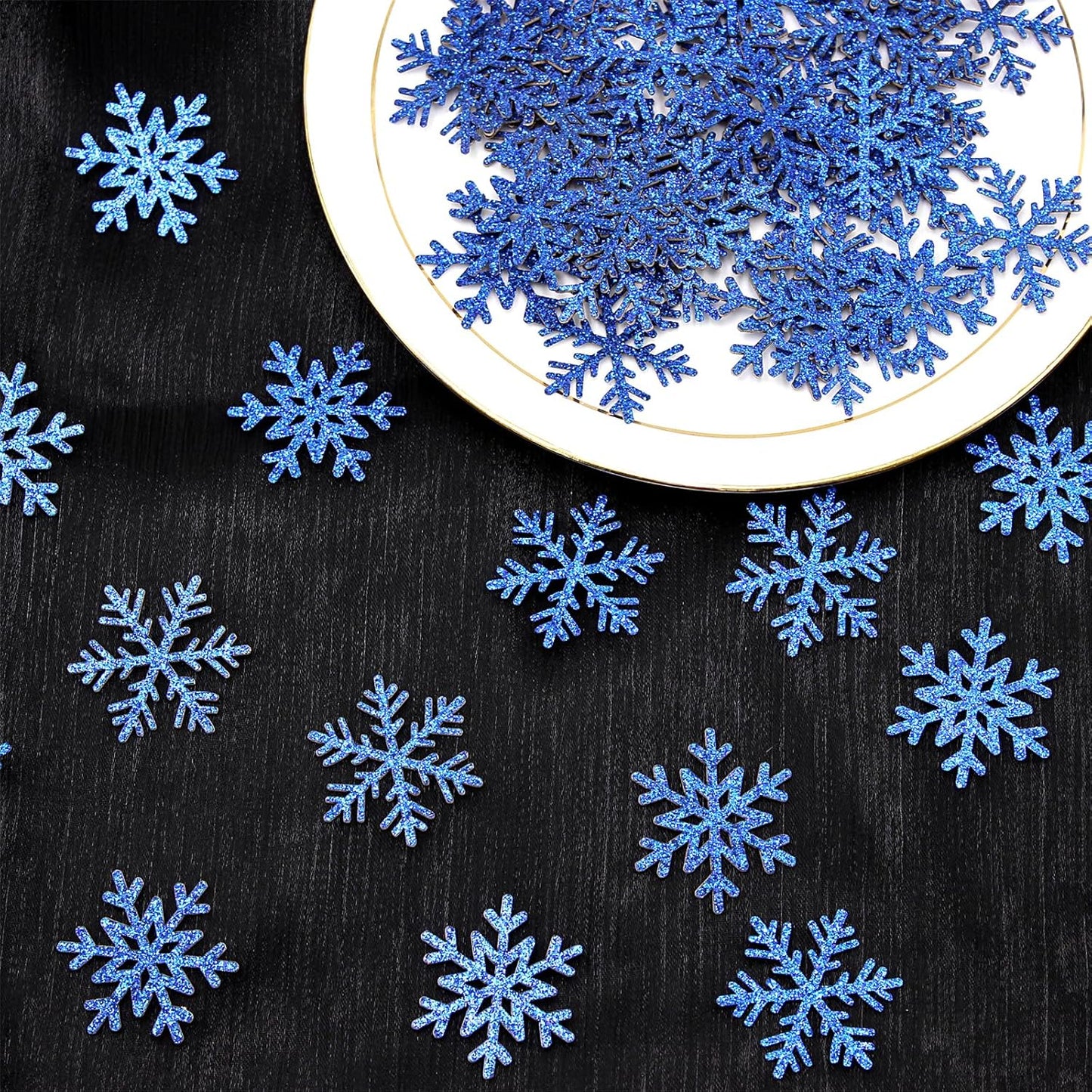 200PC Snowflake Confetti Dark Blue Christmas Confetti Snowflakes Table Scatter For Winter Holiday Birthday Baby Shower Party Decorations