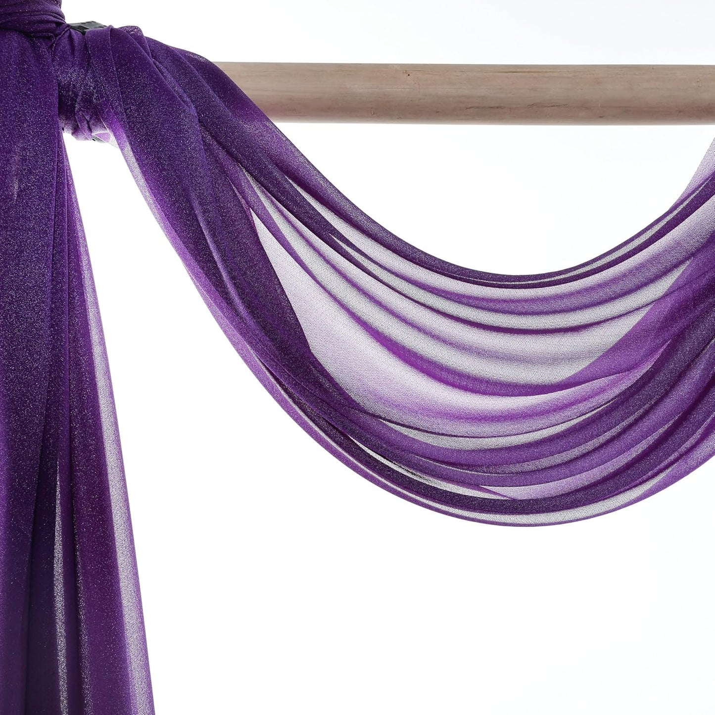 VDS Pack of 2 Panel (30 Inch X 50 Feet) Wedding Arch Draping Fabric Sheer Chiffon Fabric Drapery for Wedding Ceremony Reception Swag Backdrop Canopy Chuppah ARBO Altars Decoration (Purple)