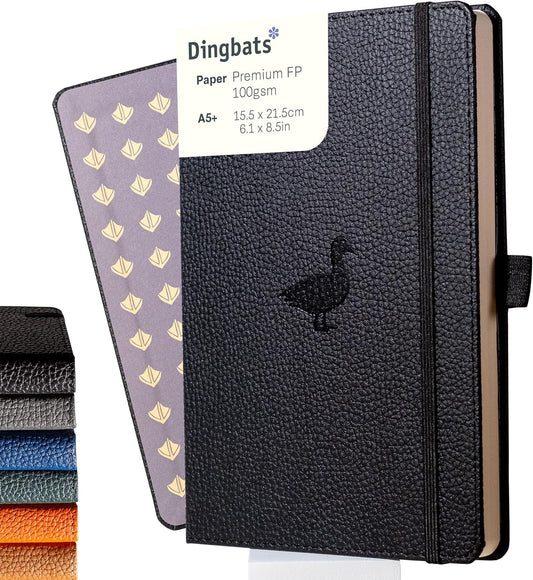 Dingbats* Wildlife Lined Writing Journal Notebook A5 - Vegan Leather Hardcover - Ideal for Work, Travel - Pocket, Elastic Closure, & Bookmark