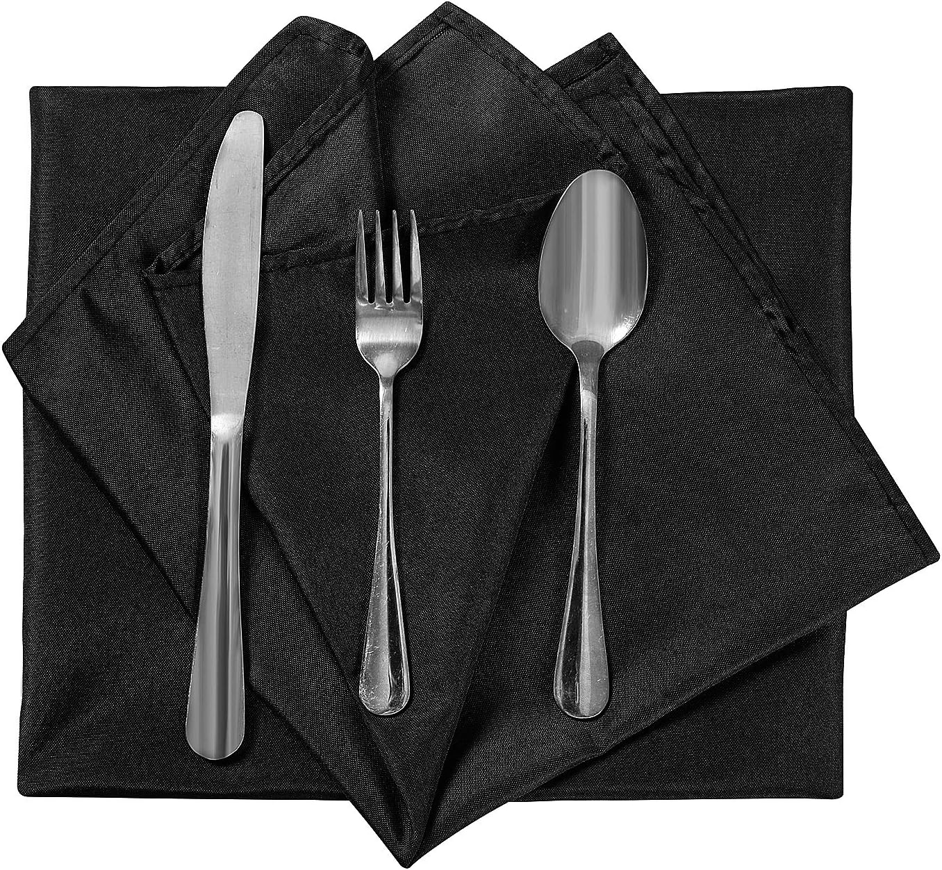 Cloth Napkins 17x17 inch Washable Polyester Dinner Napkins Soft Table Napkins for Wedding Party Dining Banquet(Black,100PCS)