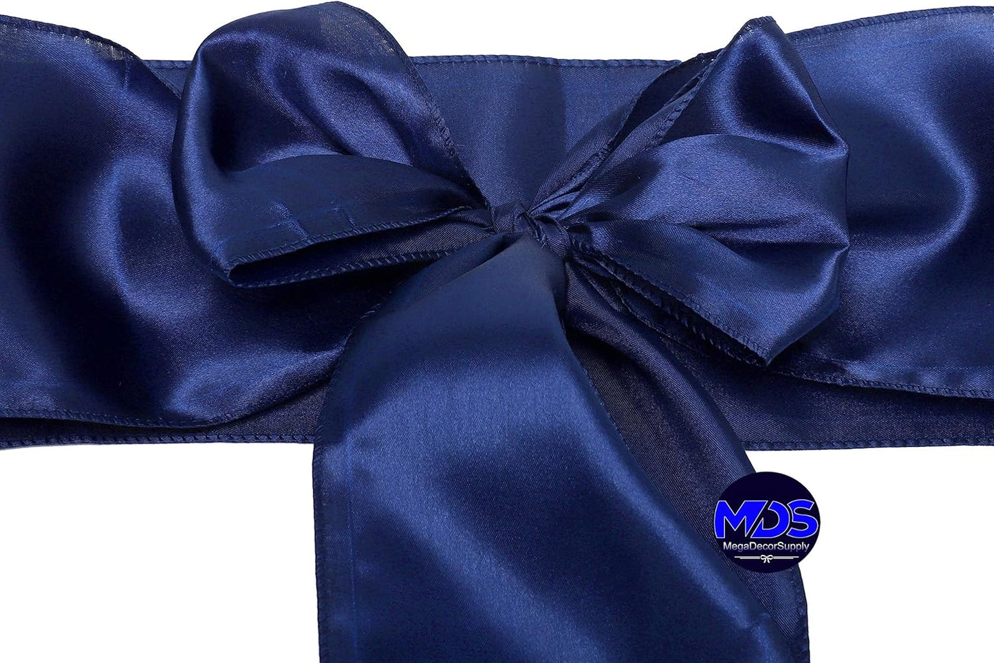 MDS Pack of 75 PCS Satin Chair Sashes Charmeuse Sateen Dining Chair Bows Ribbon Ties Back Sash for Wedding Party Birthday Home Hotel Restaurant Banquet Decoration (7 x 108 Inch, Navy Blue)